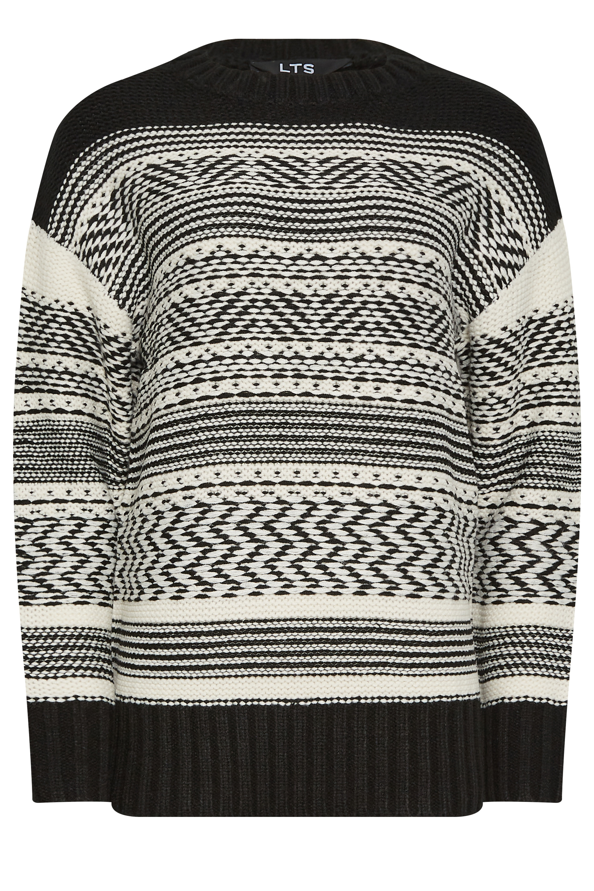 LTS Tall Black & White Fairisle Jumper | Long Tall Sally 7