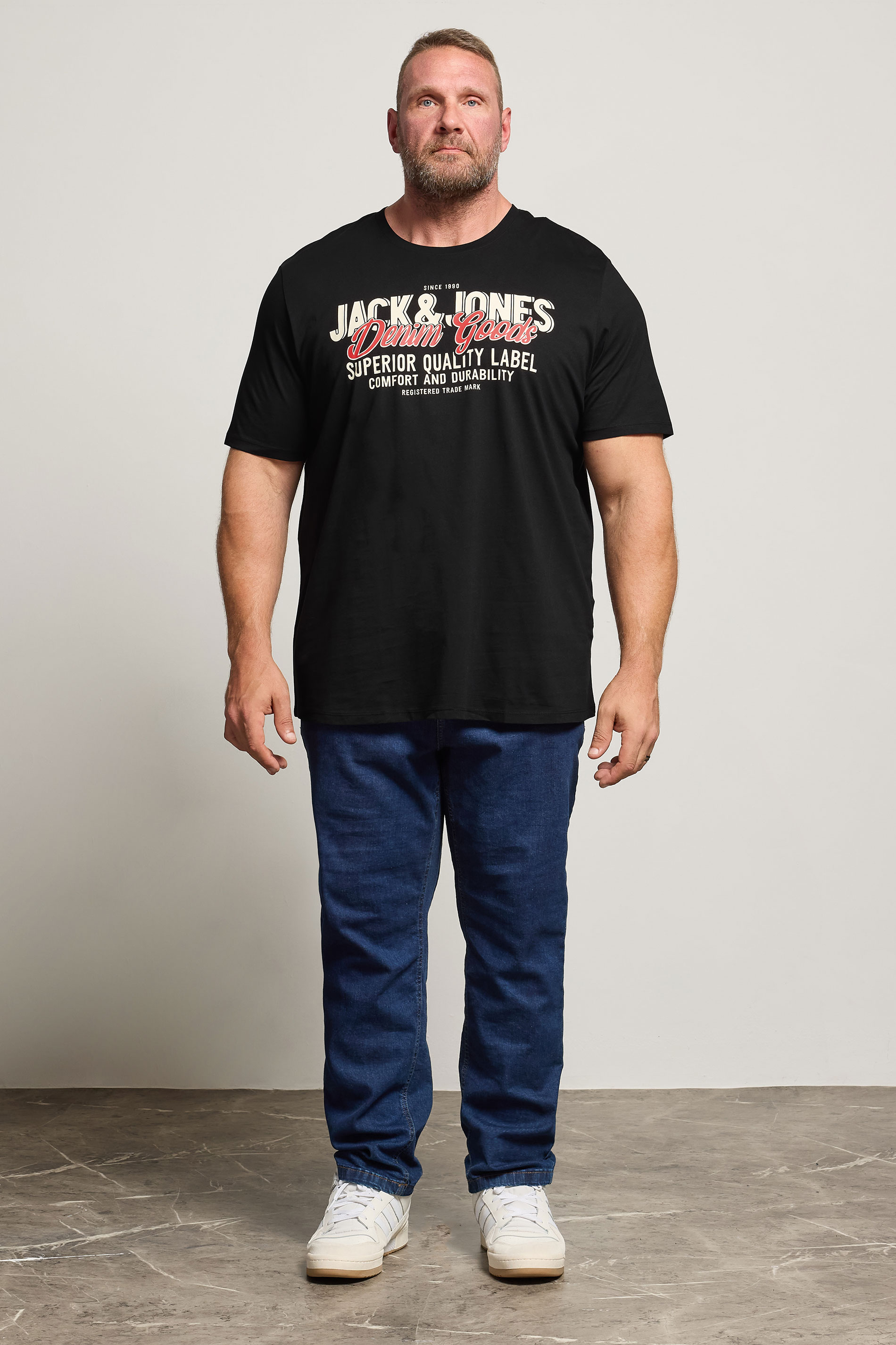 JACK & JONES Big & Tall Black Logo Chest Print T-Shirt | BadRhino 2