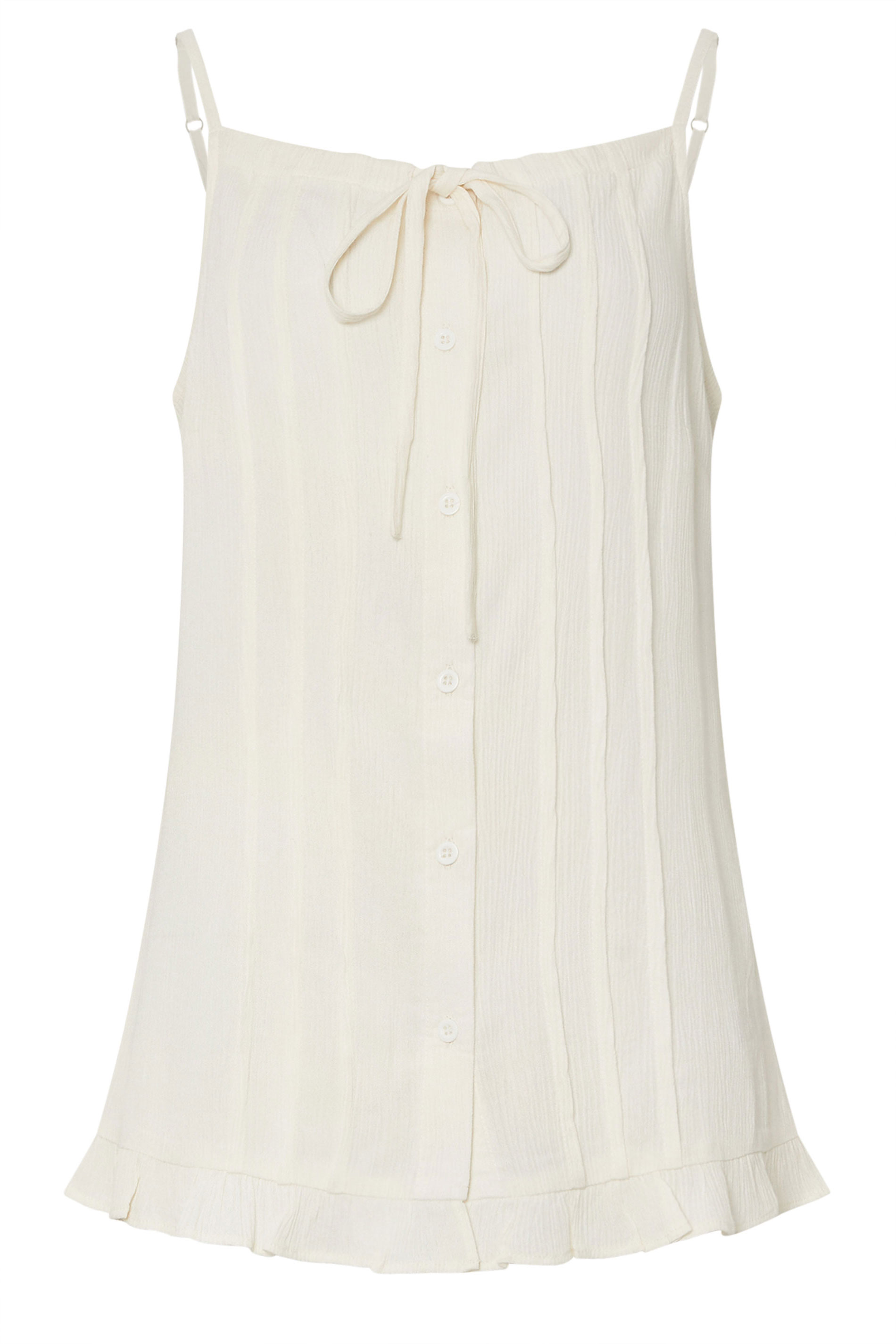 LTS Tall Ivory White Crinkle Button Vest Top | Long Tall Sally 6