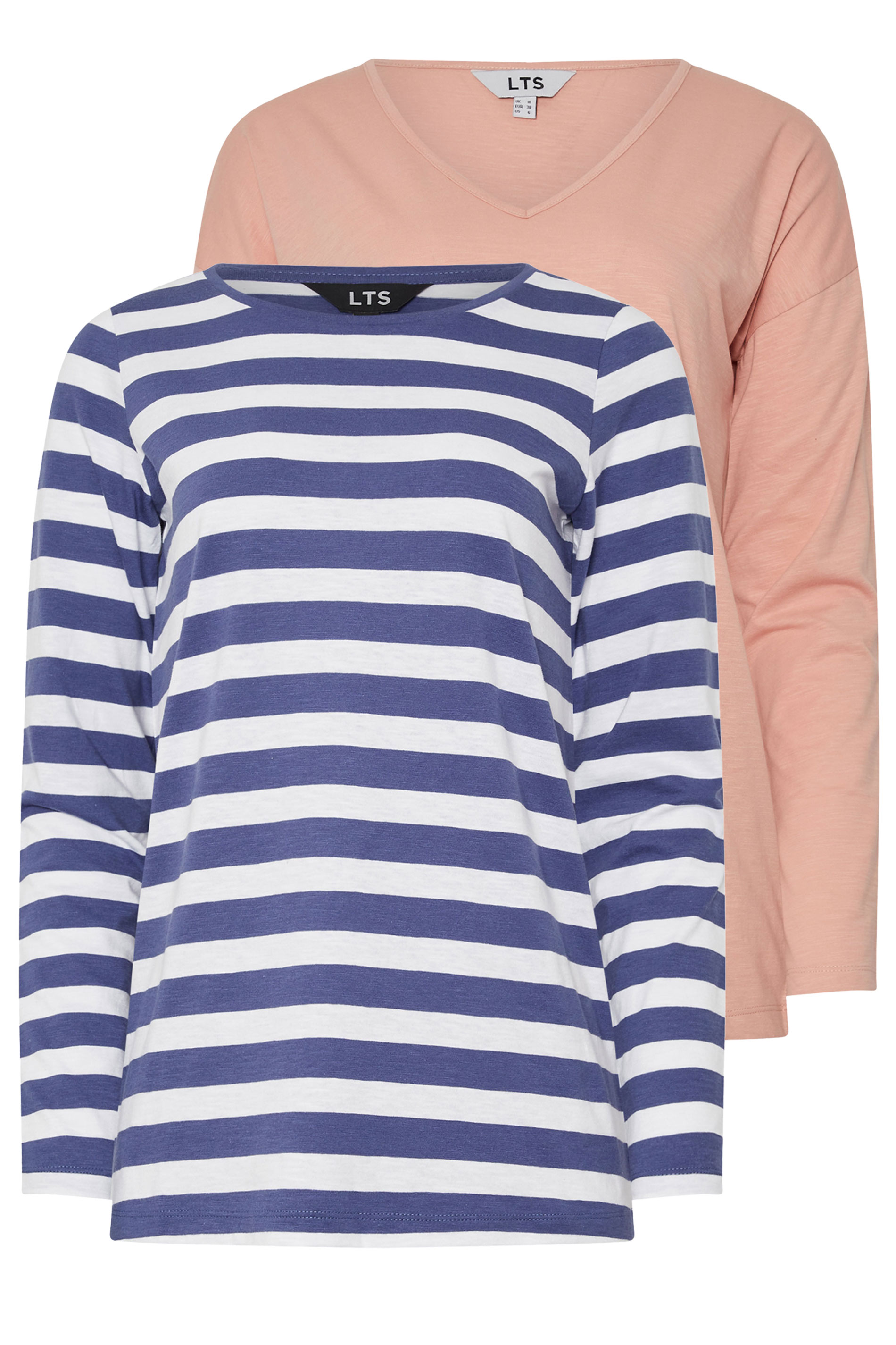 LTS Tall 2 PACK Blue & Coral Pink Long Sleeve T-Shirts | Long Tall Sally 7