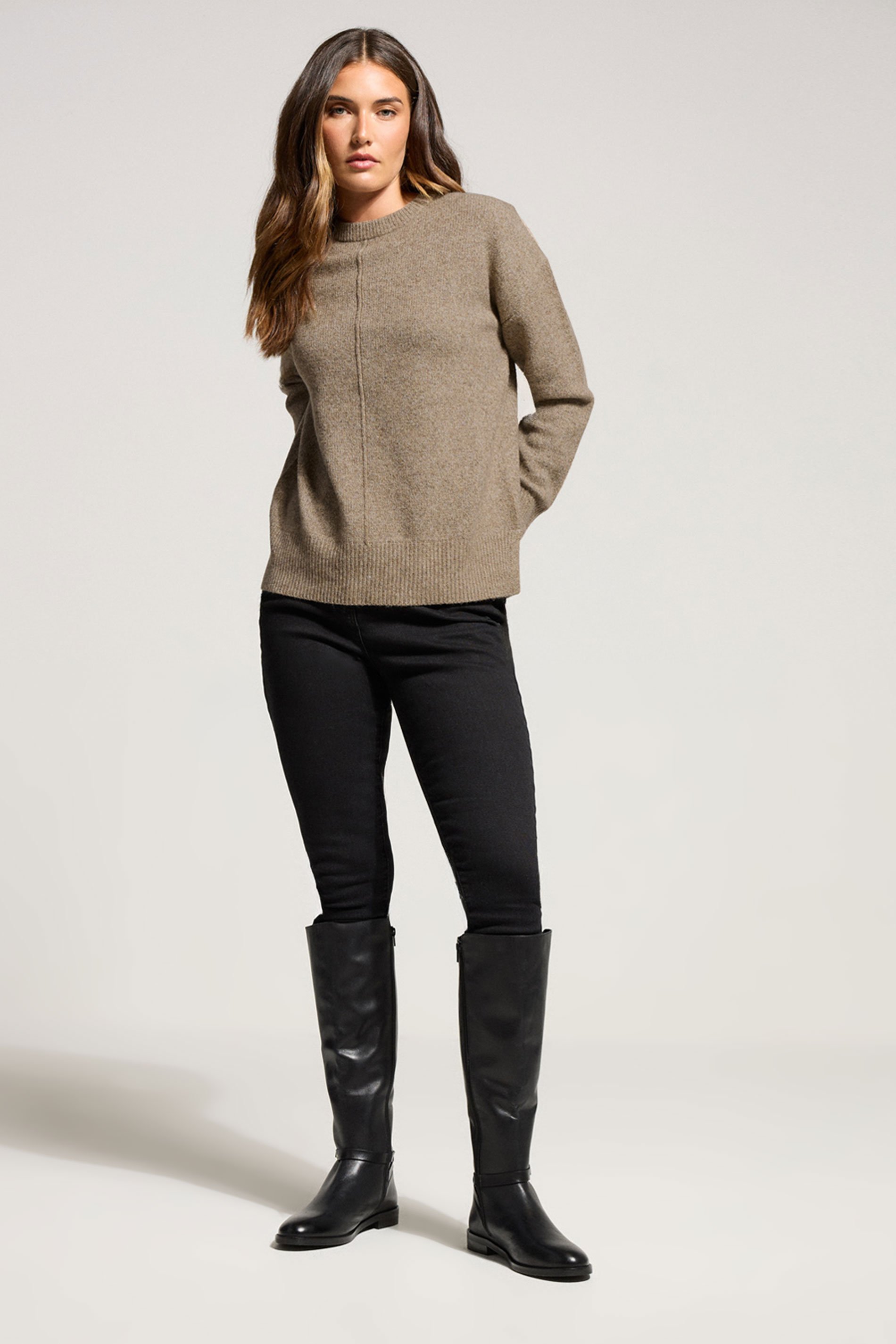 LTS Tall Light Brown Seam Front Jumper | Long Tall Sally 3