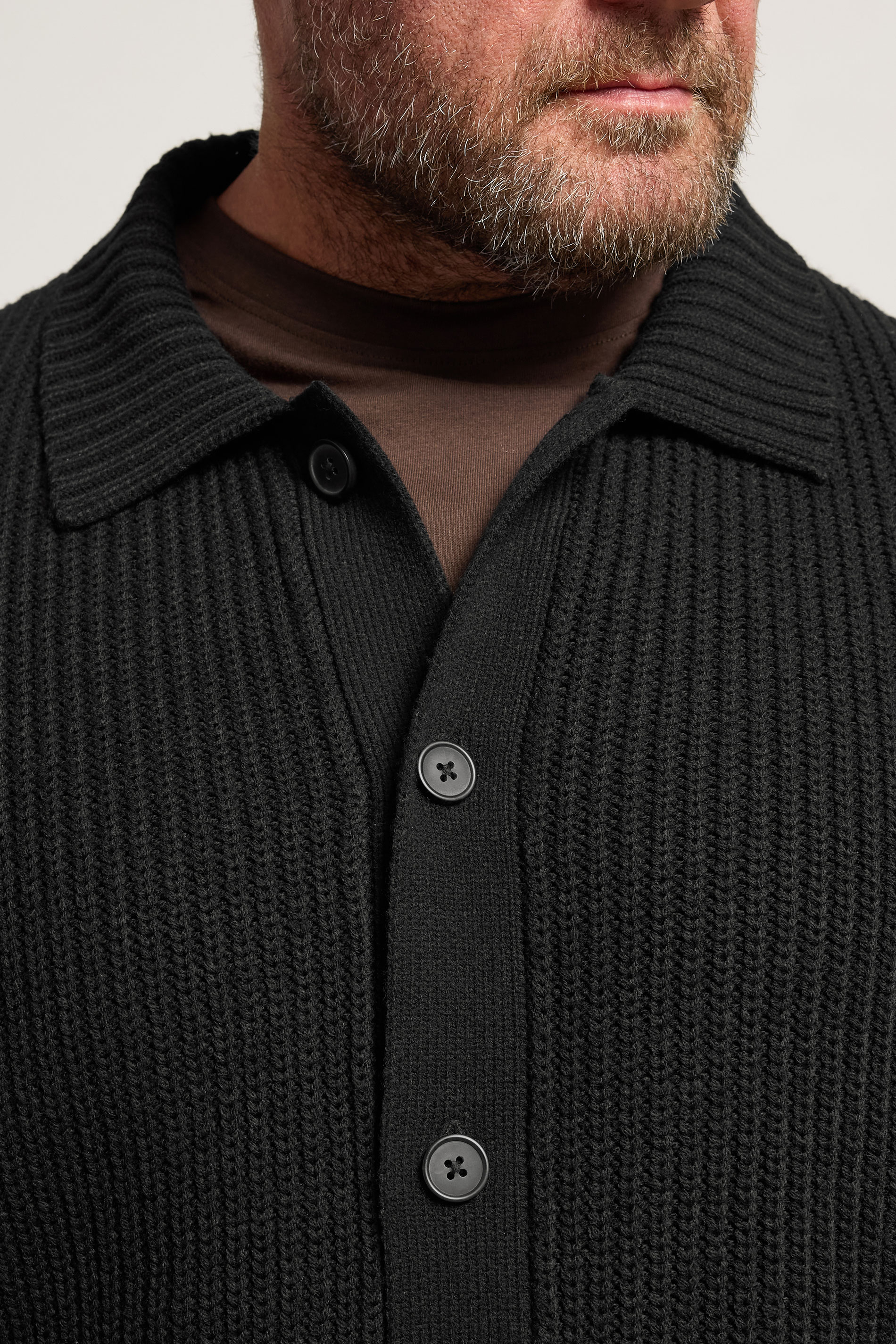 BadRhino Big & Tall Black Long Sleeve Knitted Shirt | BadRhino 7