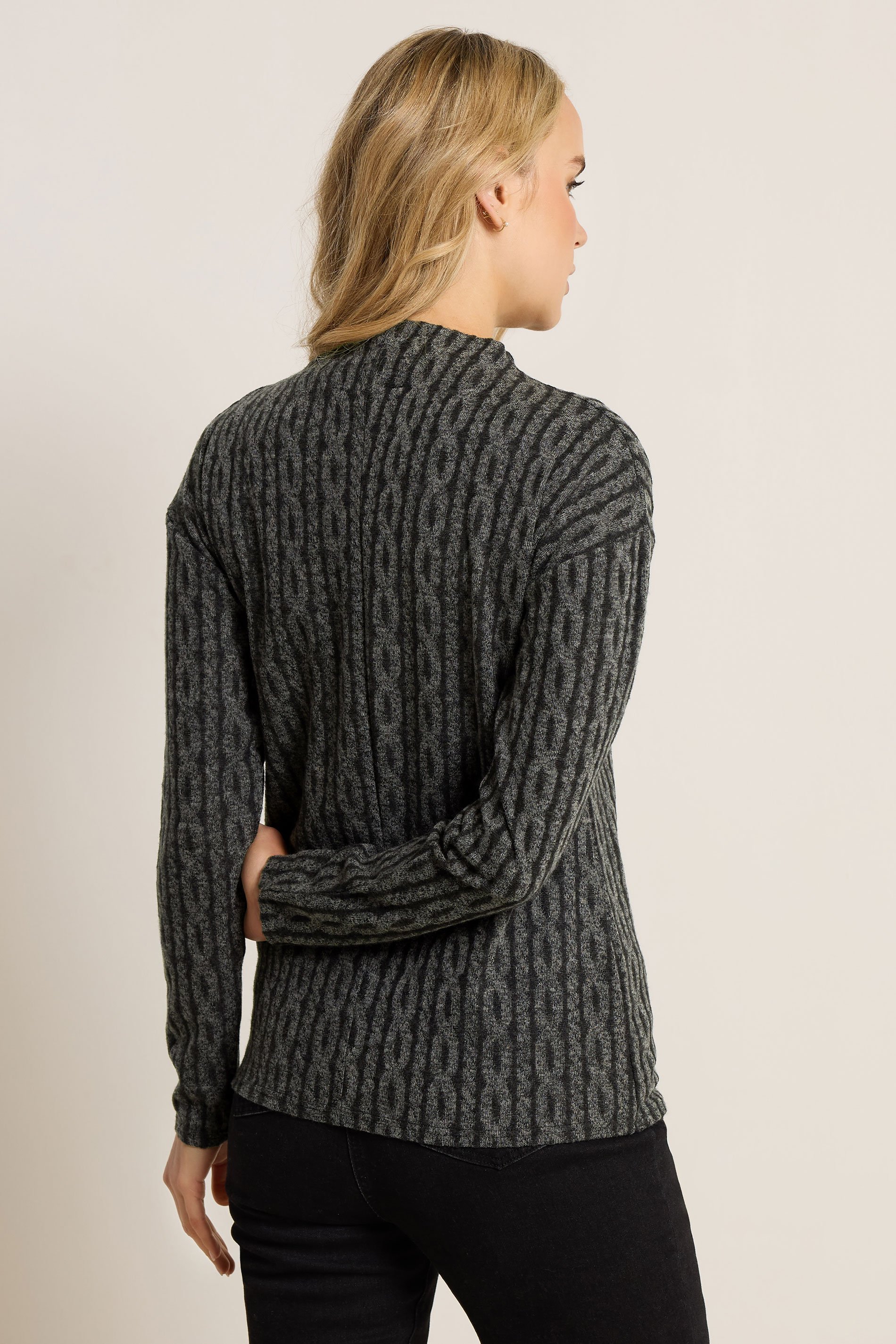 LTS Tall Charcoal Grey Knit Funnel Top | Long Tall Sally 3