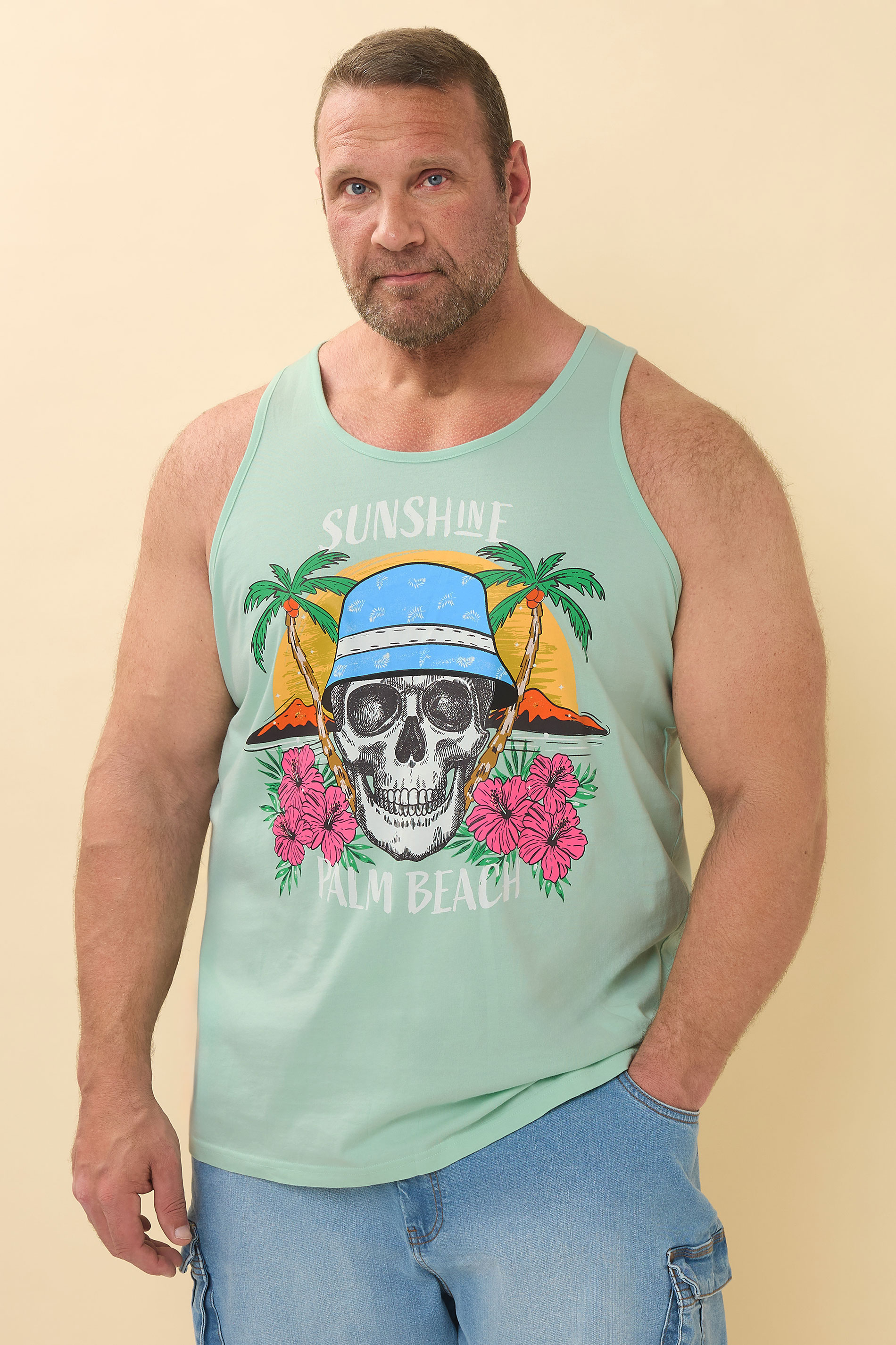 BadRhino Big & Tall Light Green 'Palm Beach' Skull Vest | BadRhino 2