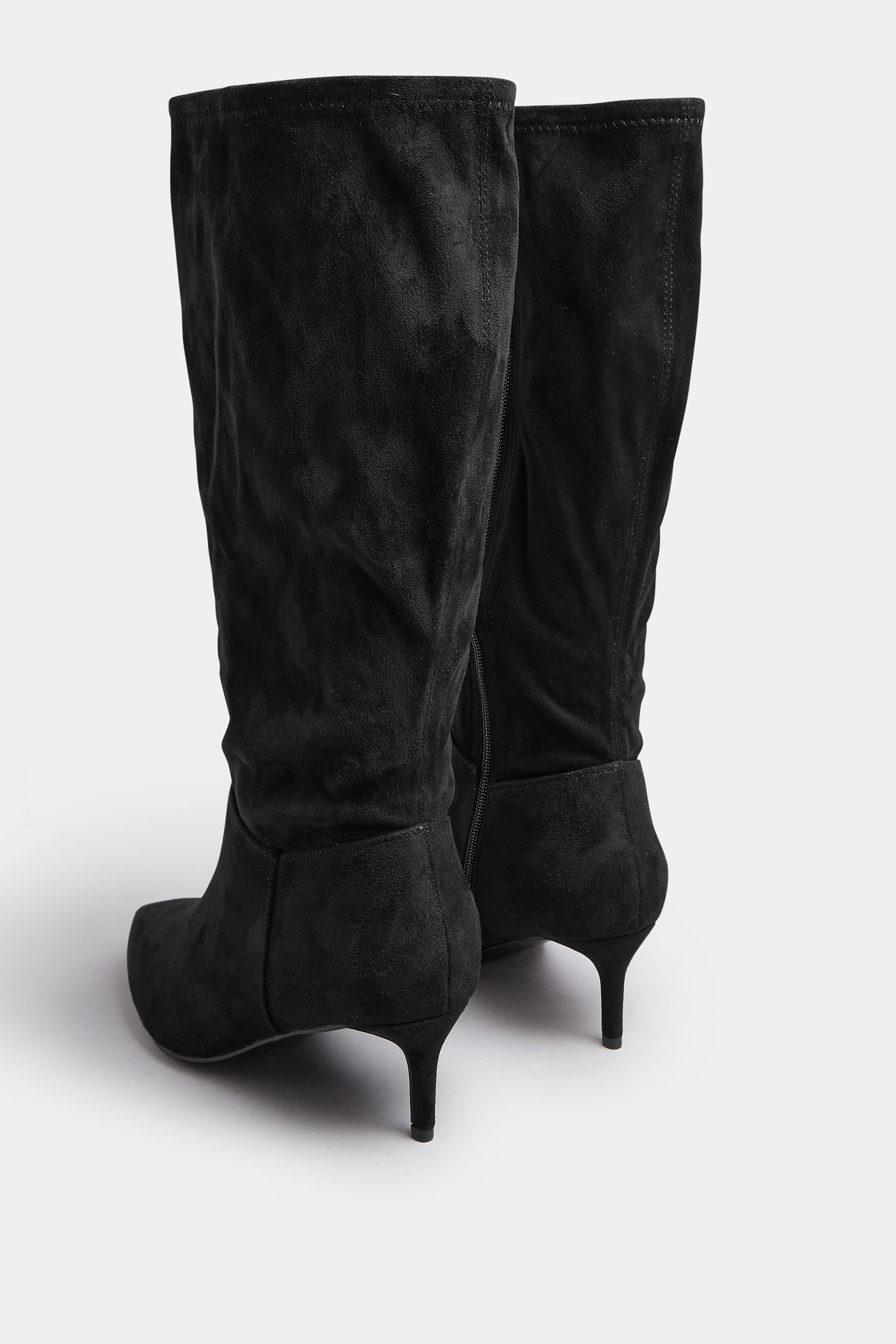Black Pointed Toe Kitten Heel Boots In Extra Wide EEE Fit | Yours Clothing 4