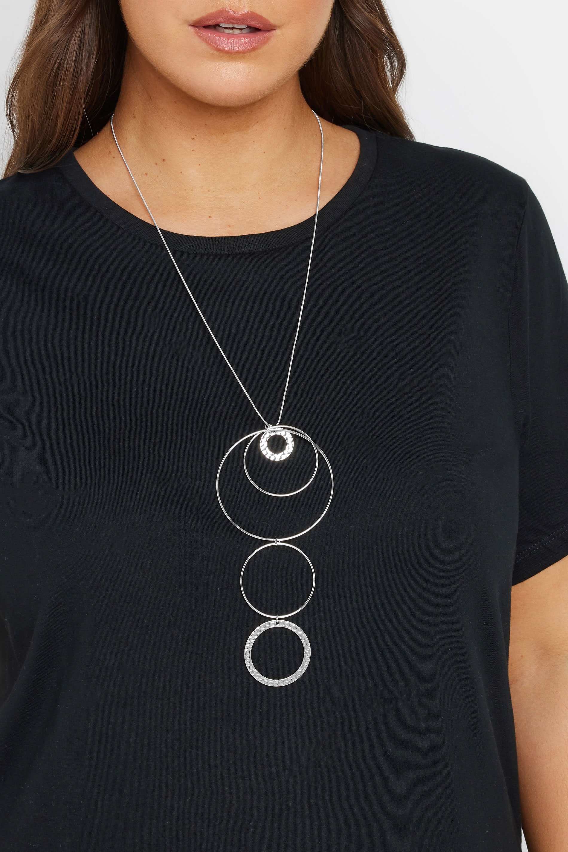 Silver Tone Circle Pendant Statement Necklace | Yours Clothing 1