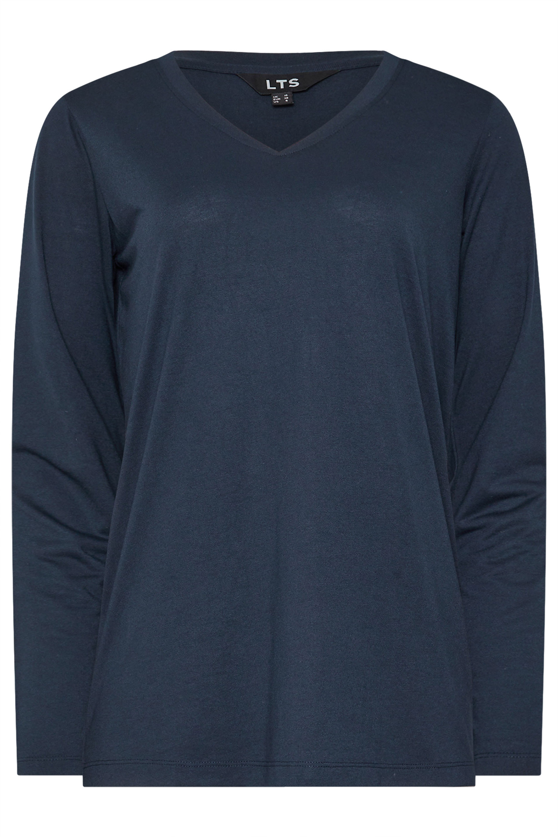 LTS PREMIUM Tall Navy Blue Long Sleeve V-Neck Top | Long Tall Sally 5