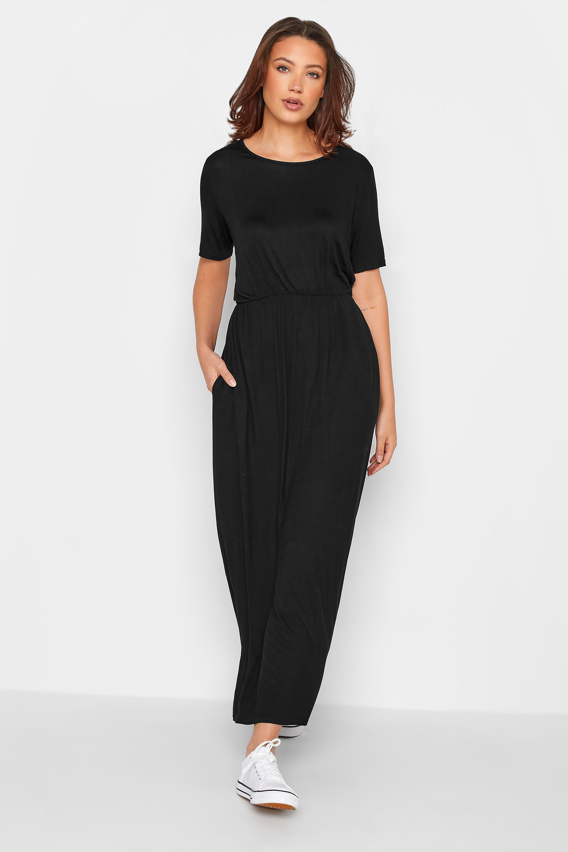 LTS Black Pocket Midaxi Dress | Long Tall Sally 1