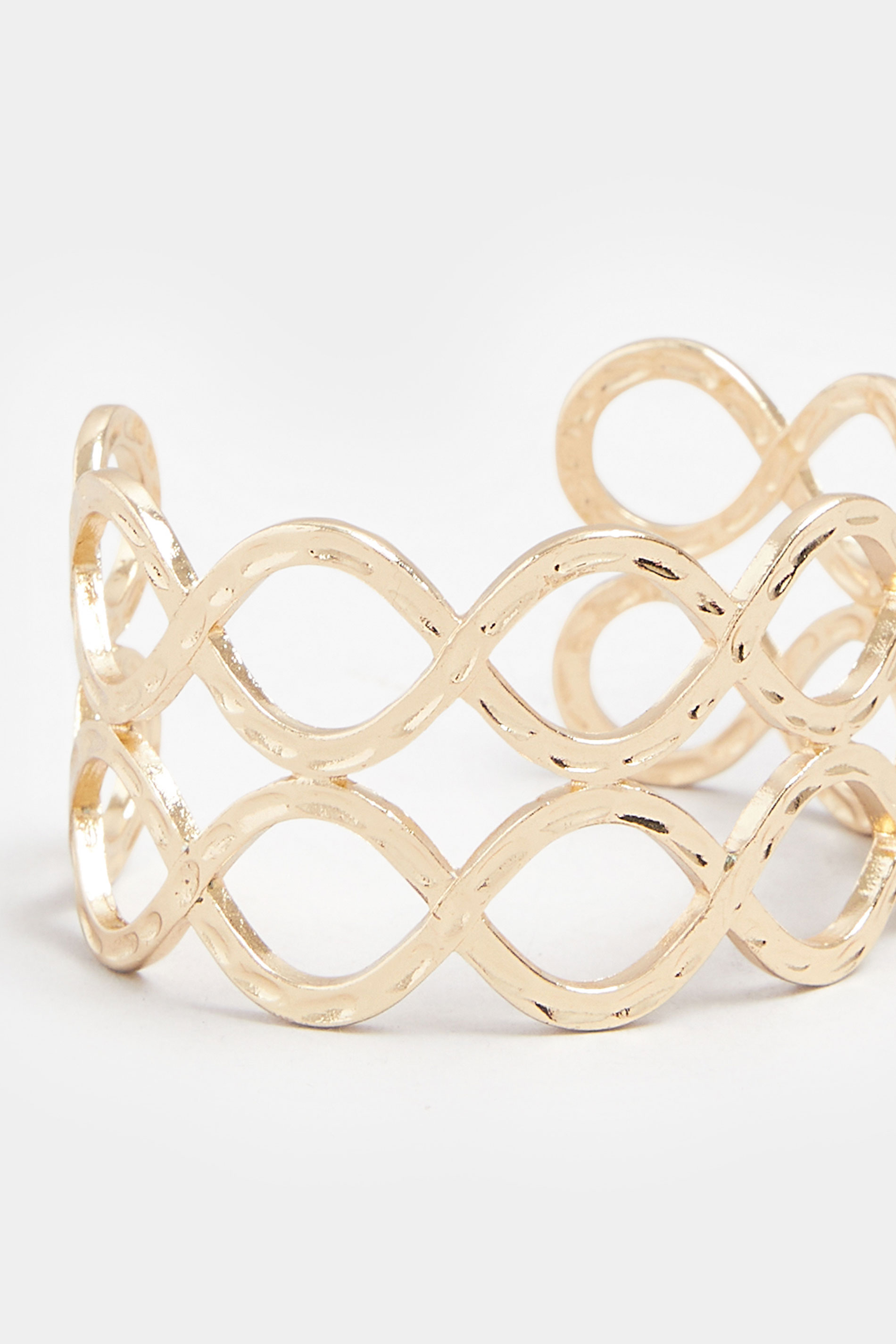 Gold Tone Textured Twist Cuff Bracelet | Yours Clothing 3