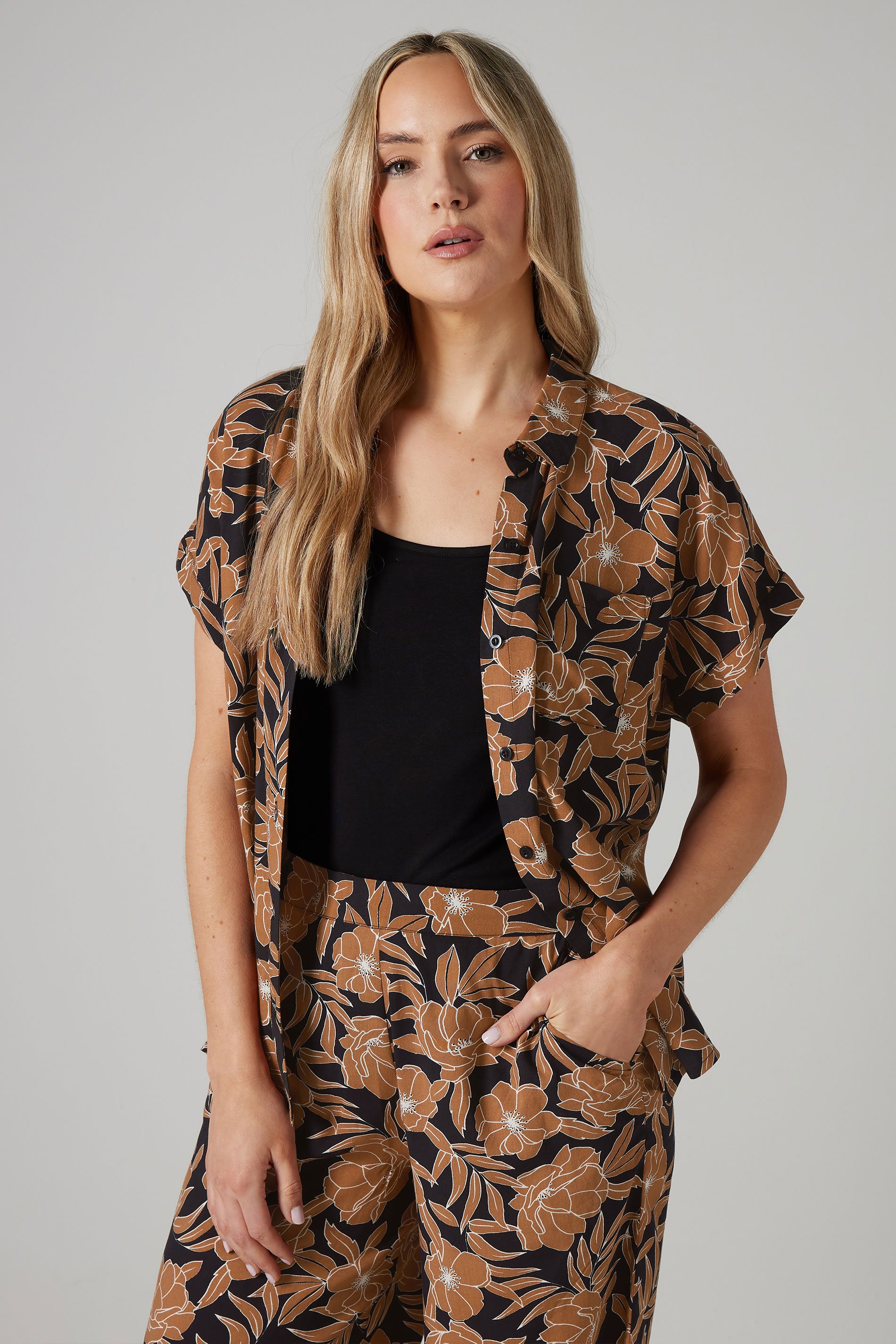 LTS Tall Rust Orange Floral Print Button Shirt | Long Tall Sally 5