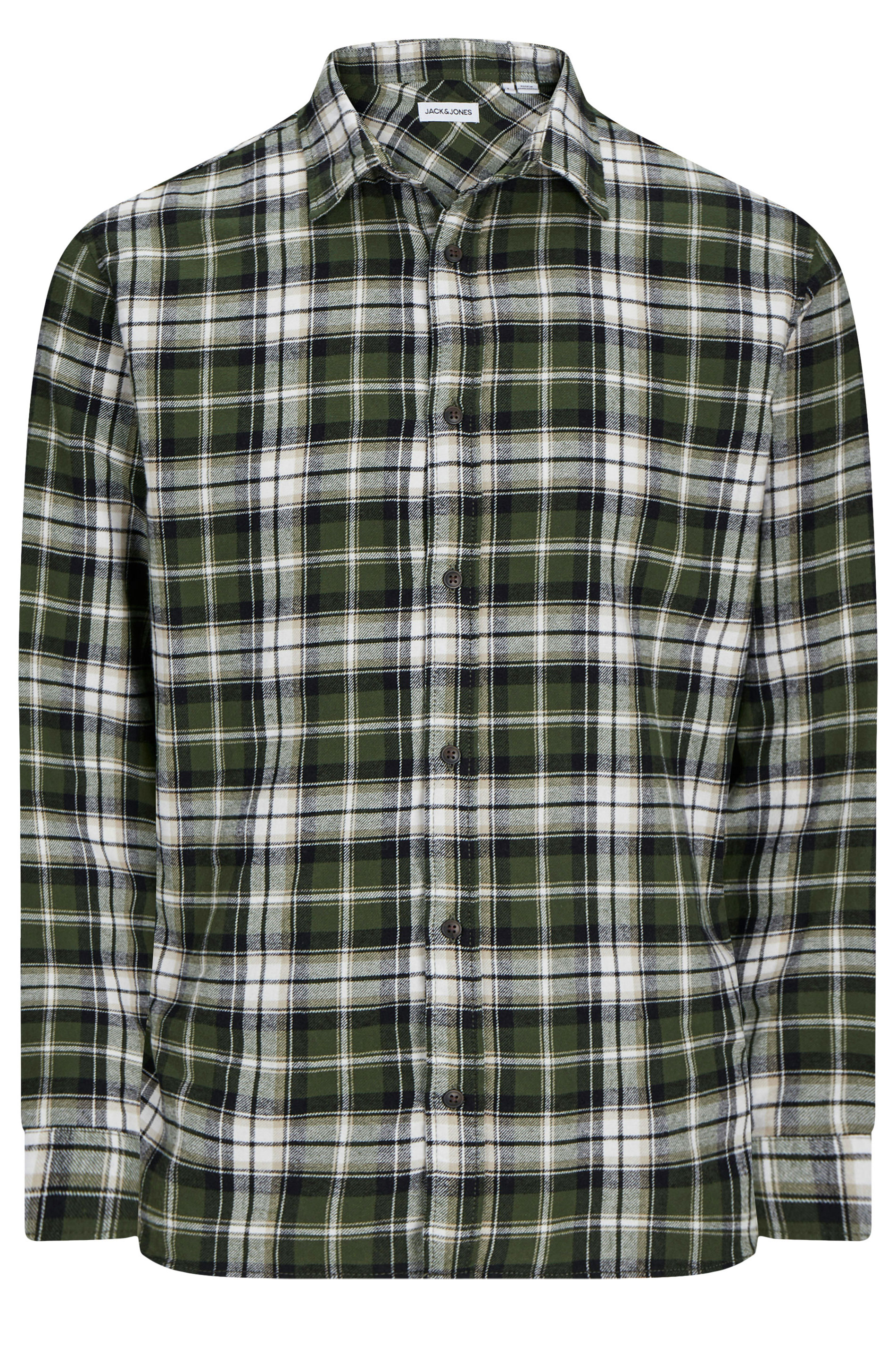 JACK & JONES Big & Tall Green Flannel Checked Shirt | BadRhino 2