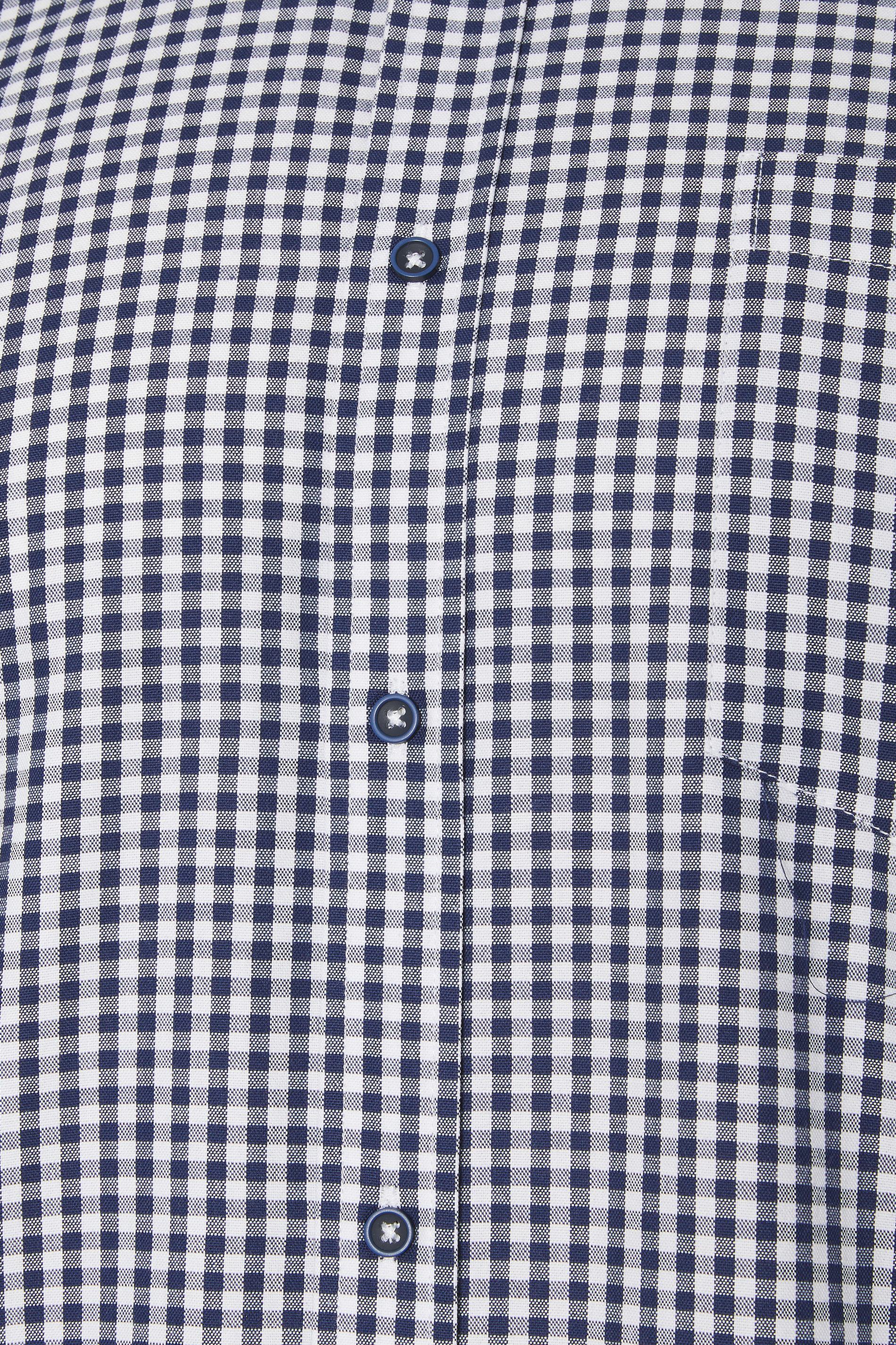 KAM Big & Tall Navy Blue Long Sleeve Gingham Shirt | BadRhino 5