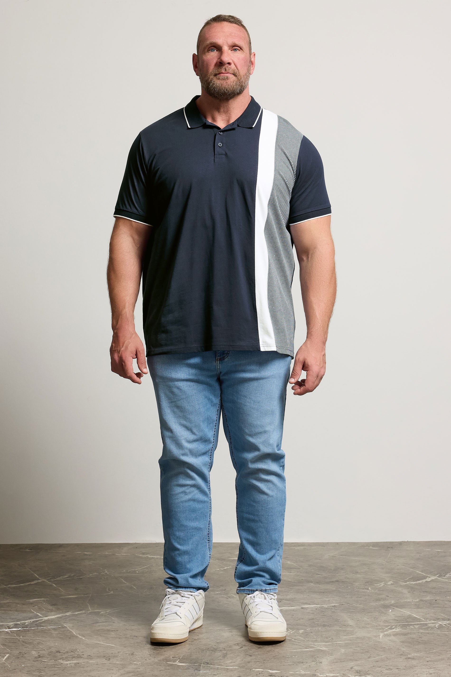 BadRhino Big & Tall Navy Blue Cut & Sew Tipped Polo Shirt | BadRhino 2