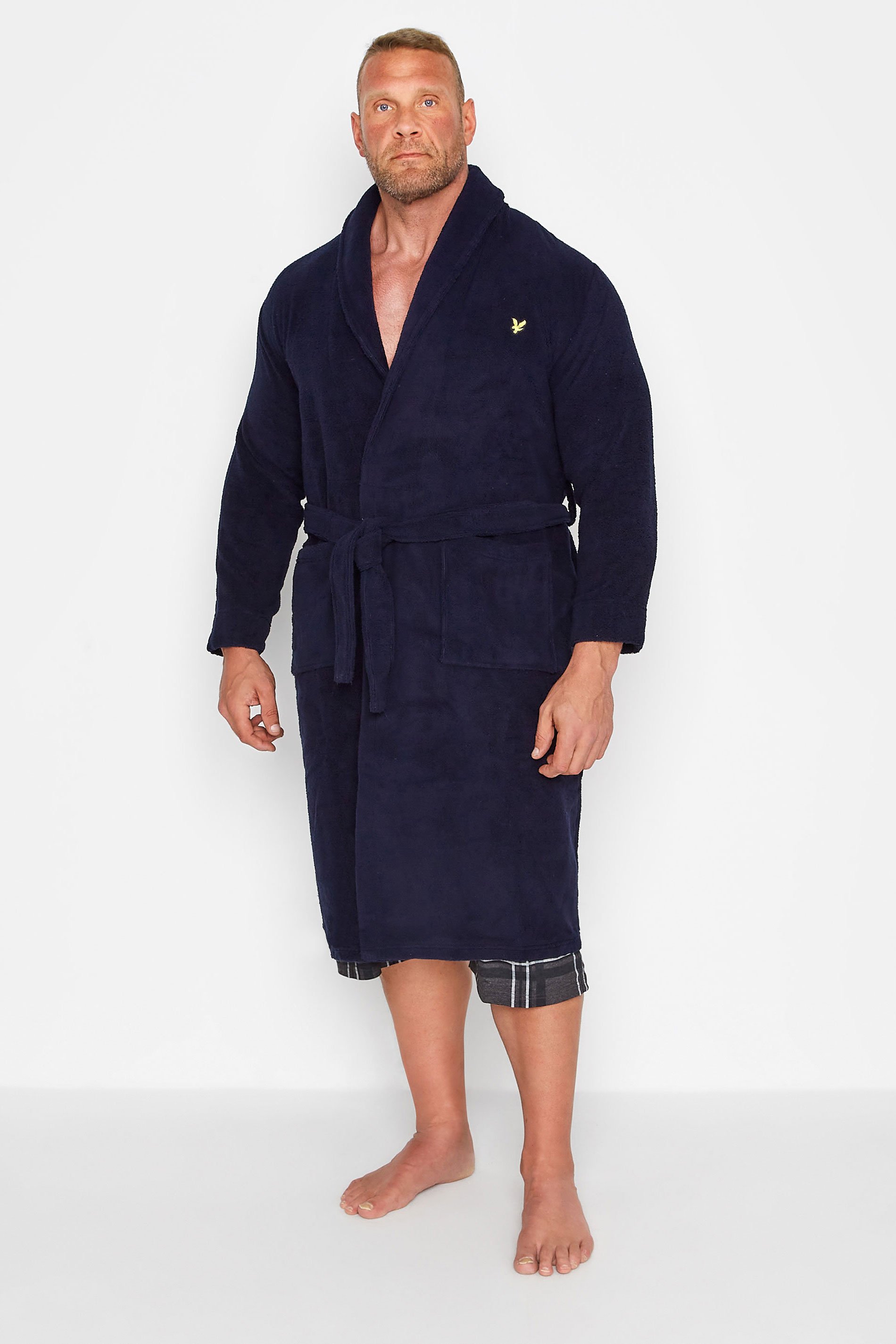 LYLE & SCOTT Big & Tall Navy Blue Dressing Gown | BadRhino 1