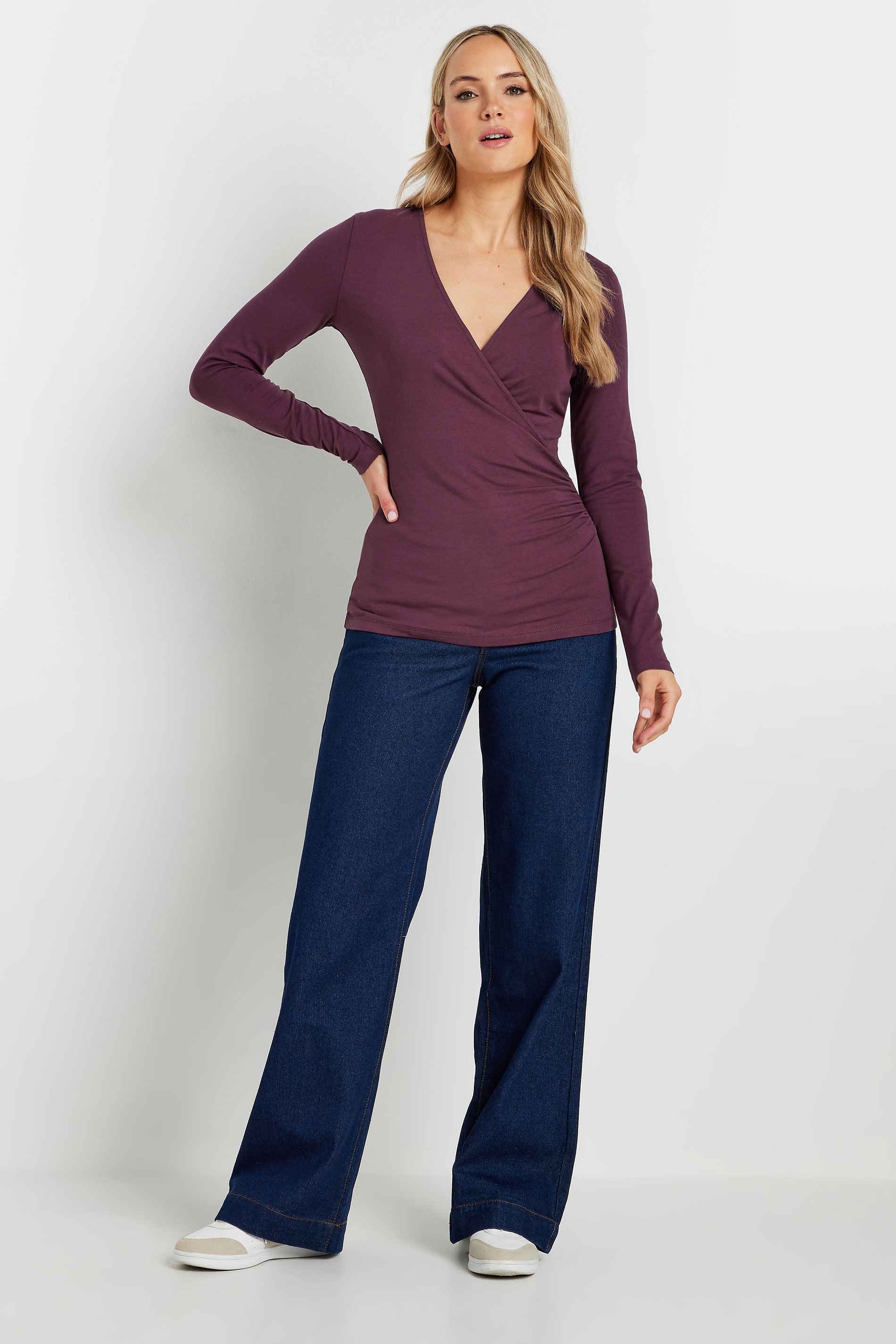 LTS Tall 2 PACK Green & Burgundy Red Wrap Tops | Long Tall Sally 3
