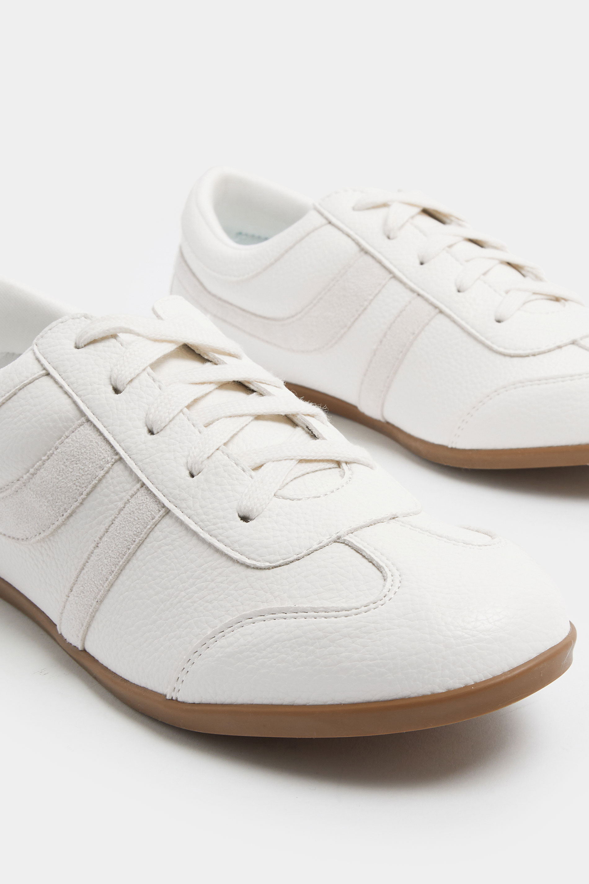 LTS Ivory White Retro Stripe Trainers In Standard Fit | Long Tall Sally 5