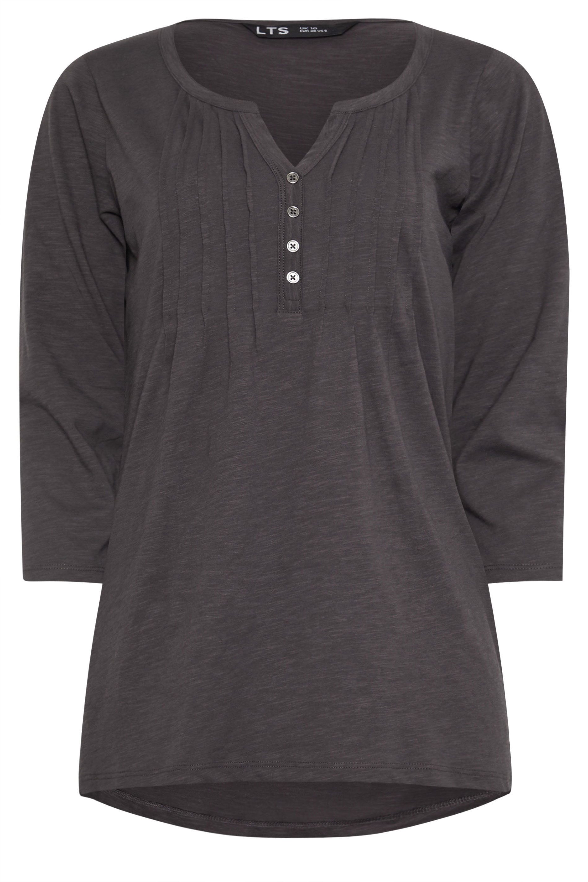 LTS Tall 2 PACK Charcoal Grey & Teal Blue Henley Tops | Long Tall Sally 9