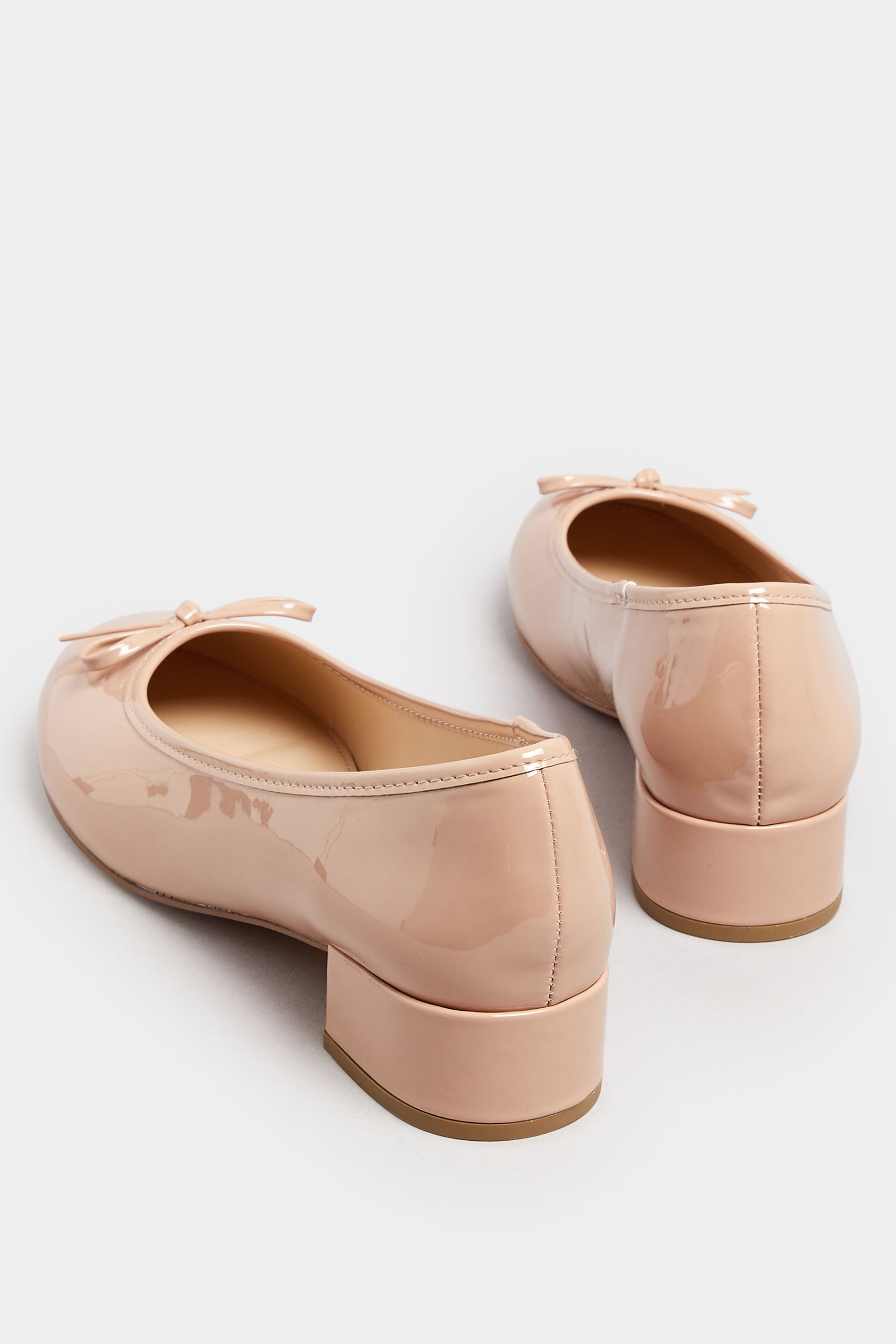 LTS Nude Patent Heeled Ballet Pumps In Standard Fit | Long Tall Sally 4