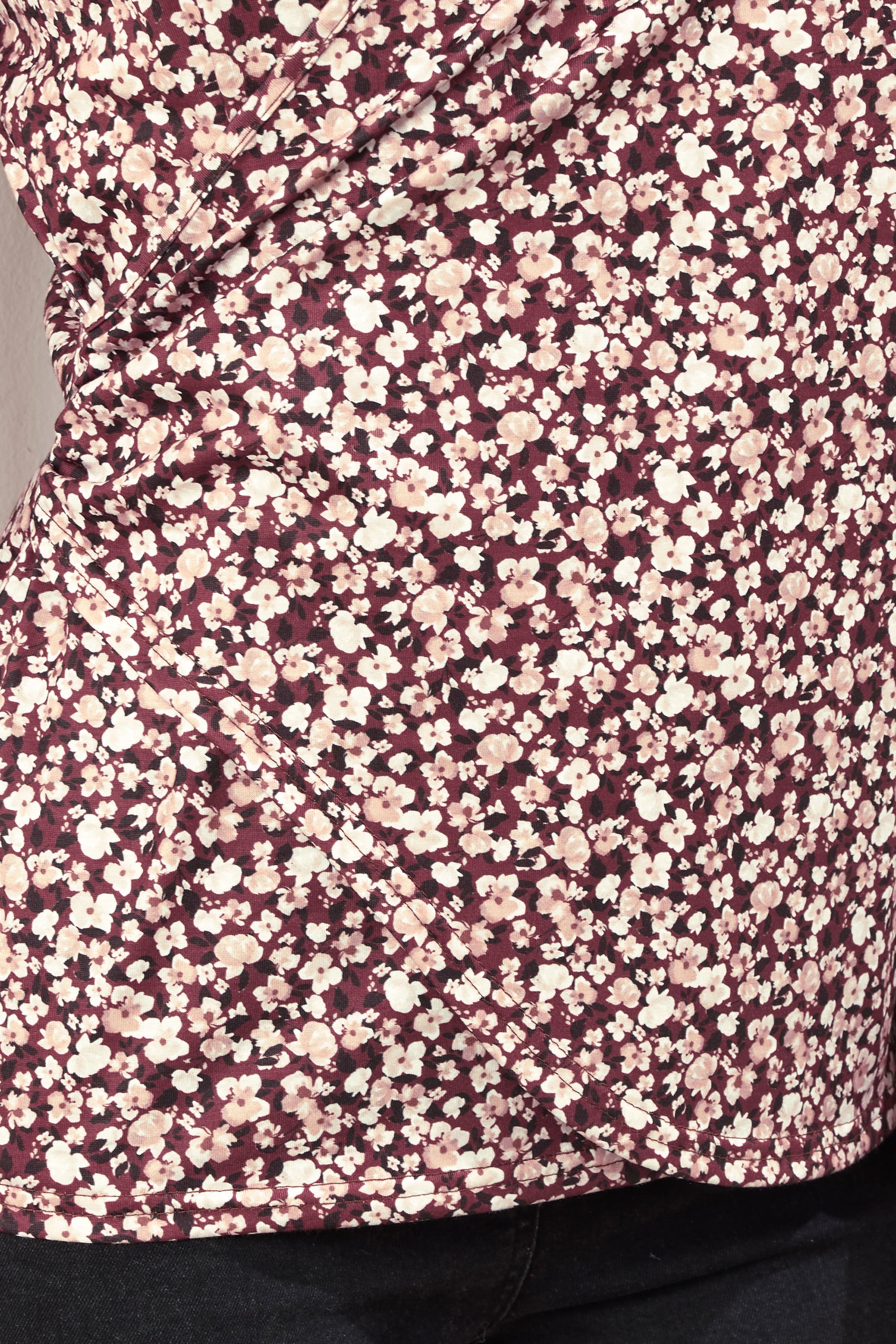 LTS Tall Berry Red Ditsy Floral Wrap Top | Long Tall Sally 4