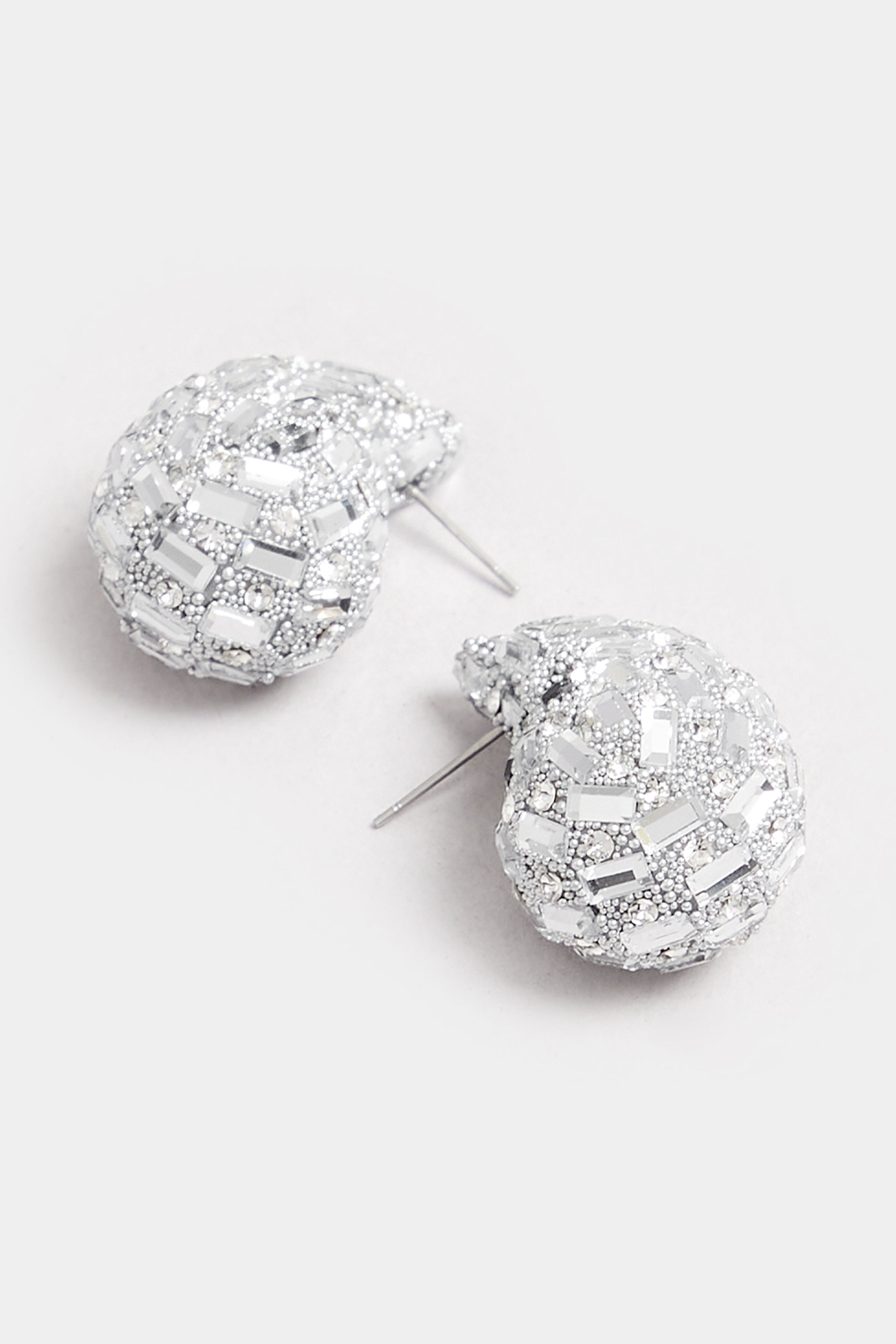 Silver Tone Diamante Tear Drop Earrings | Yours Clothing 3