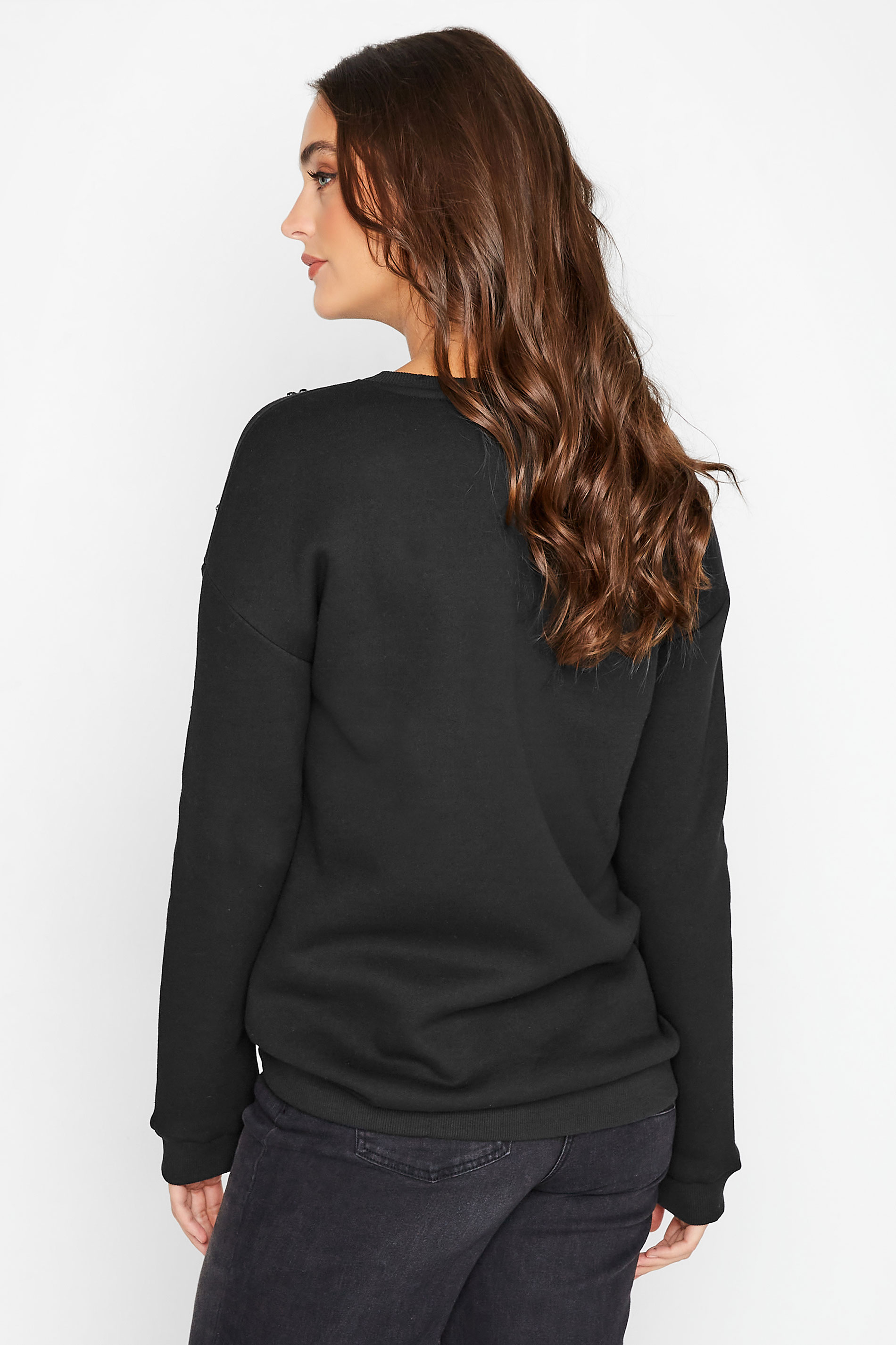 LTS Tall Women's Black Embellished Sweatshirt | Long Tall Sally 3