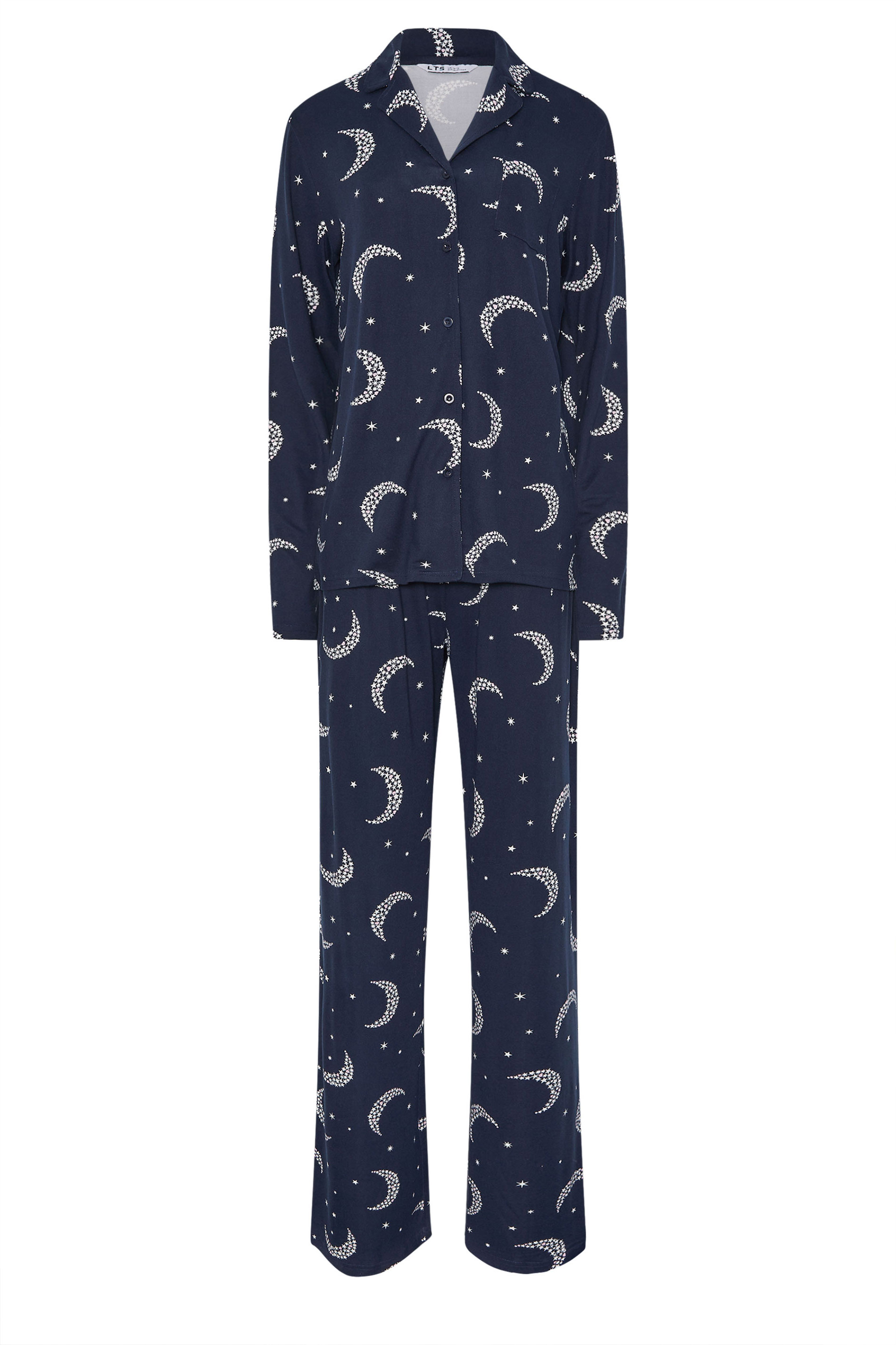 LTS Tall Navy Blue Soft Touch Moon Pyjama Set | Long Tall Sally 6