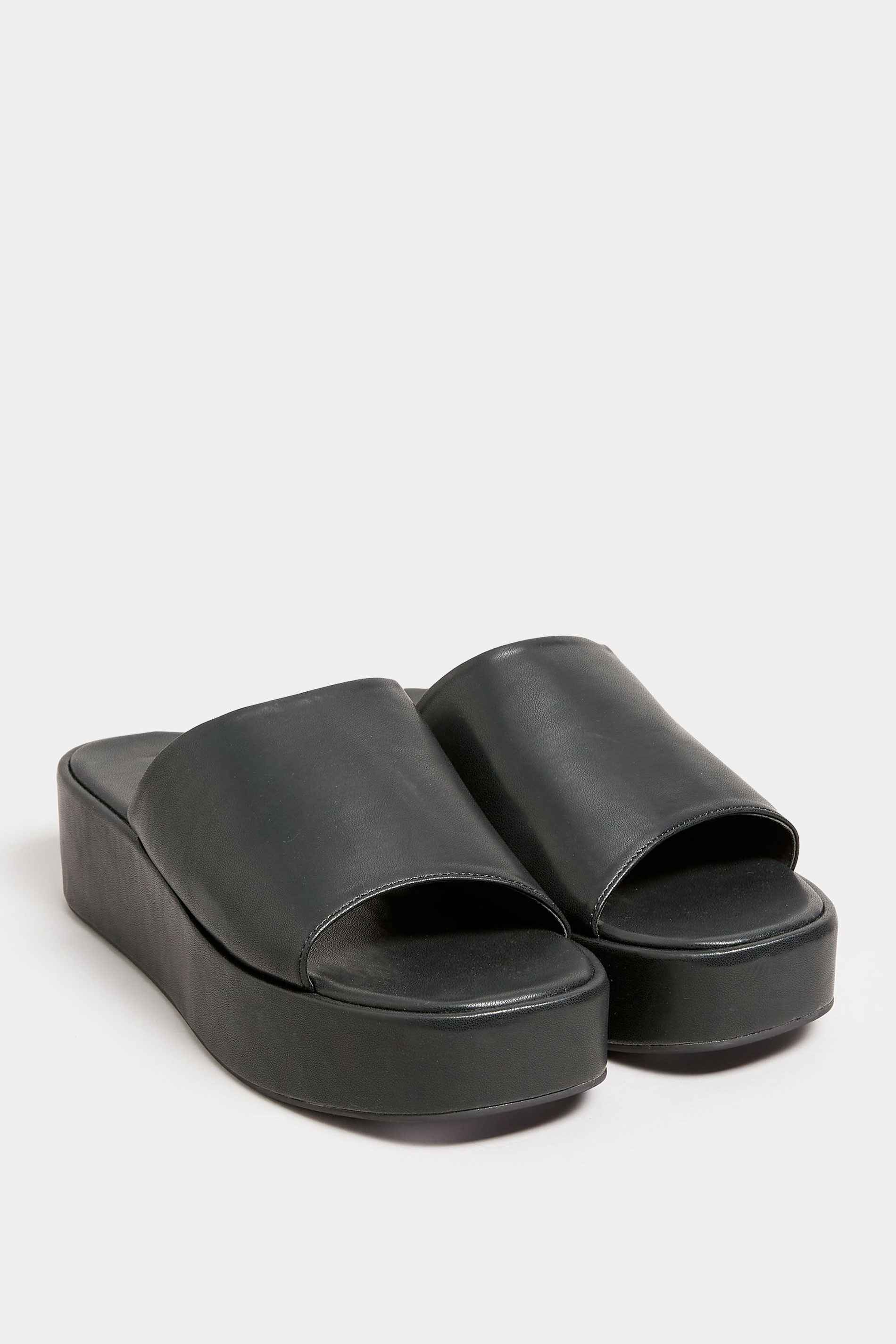 LIMITED COLLECTION Black Platform Mule Sandals In E Wide Fit & EEE Extra Wide Fit 2