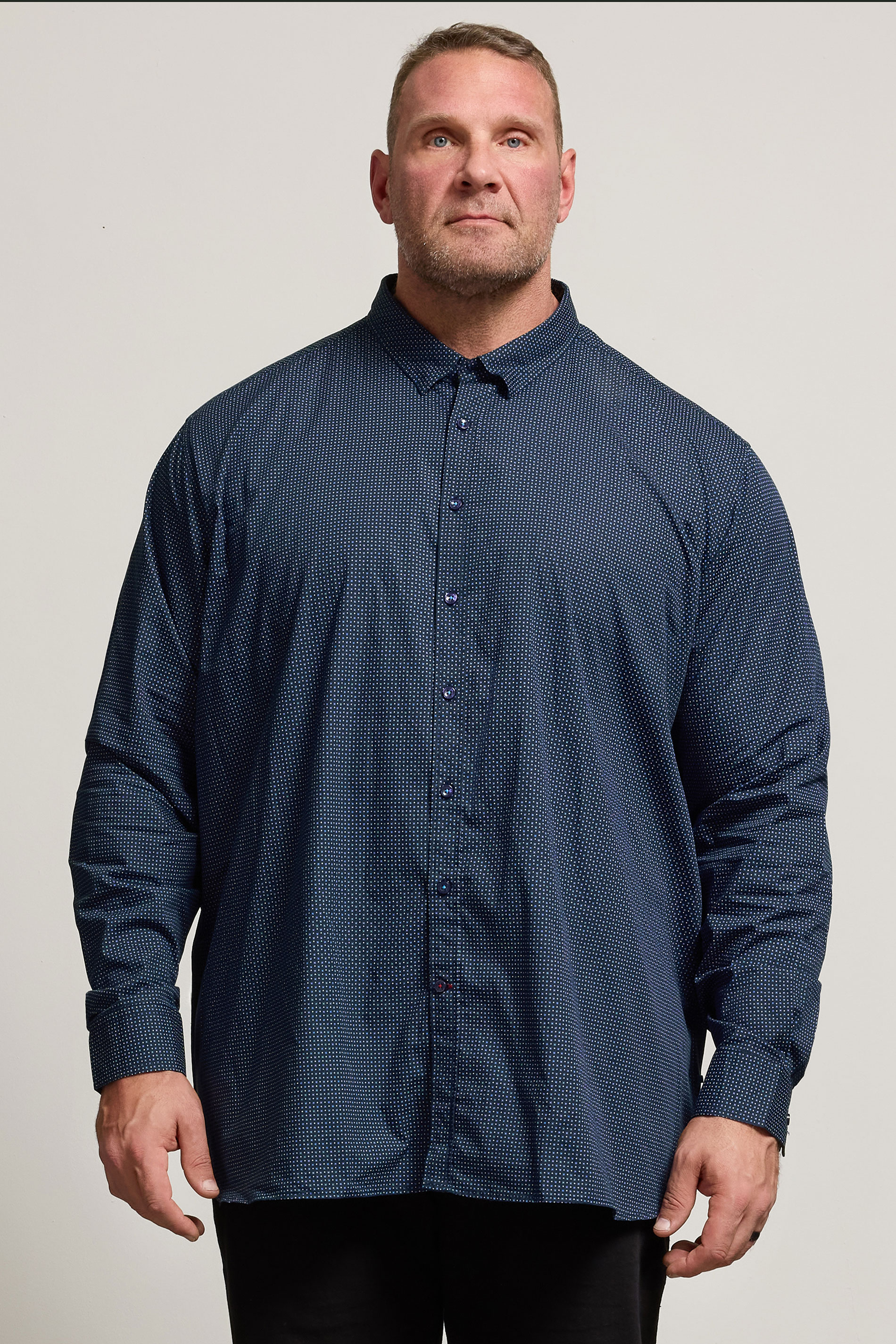 D555 Big & Tall Blue Geometric Print Shirt | BadRhino 1