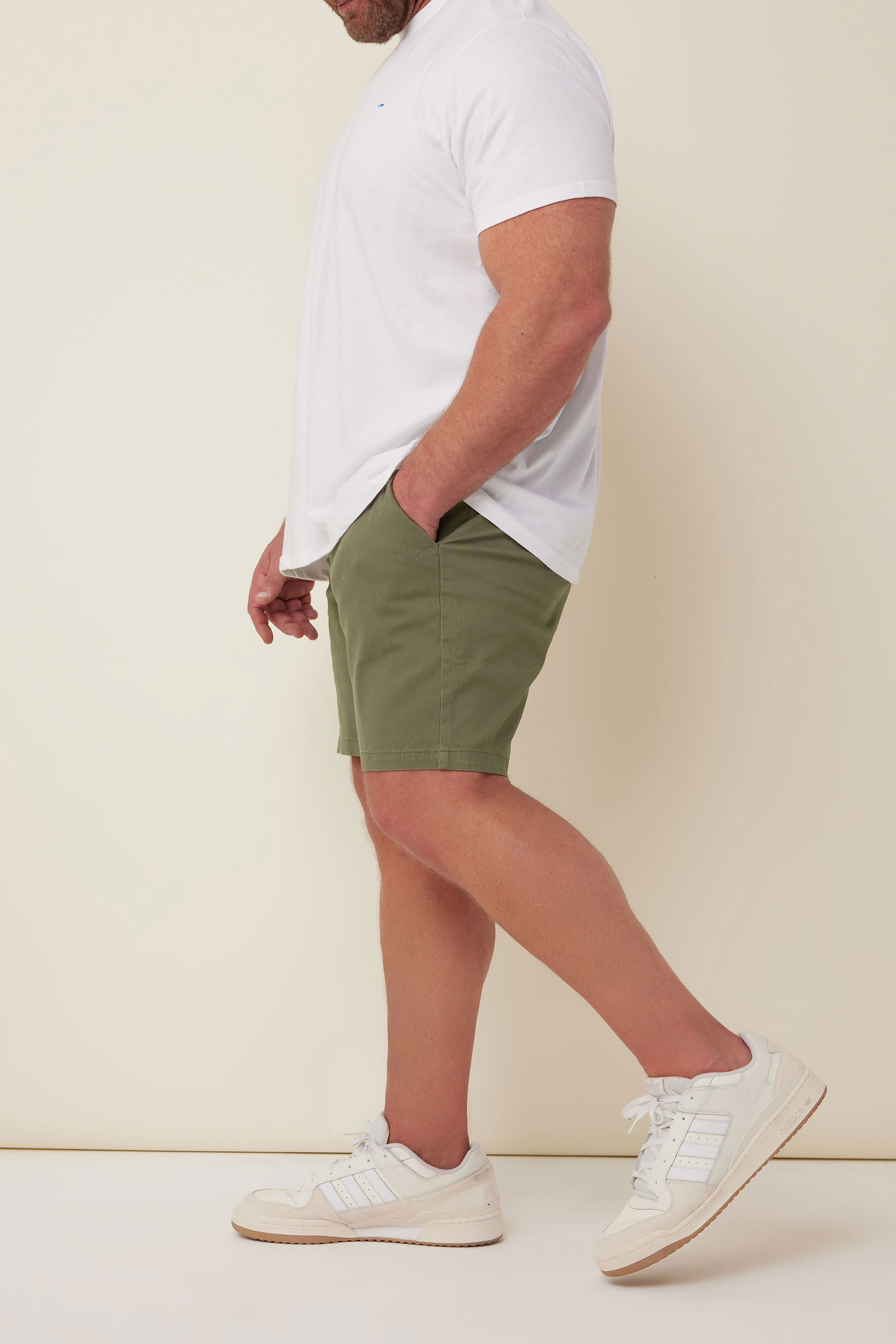 BadRhino Khaki Green Stretch Chino Shorts | BadRhino 4