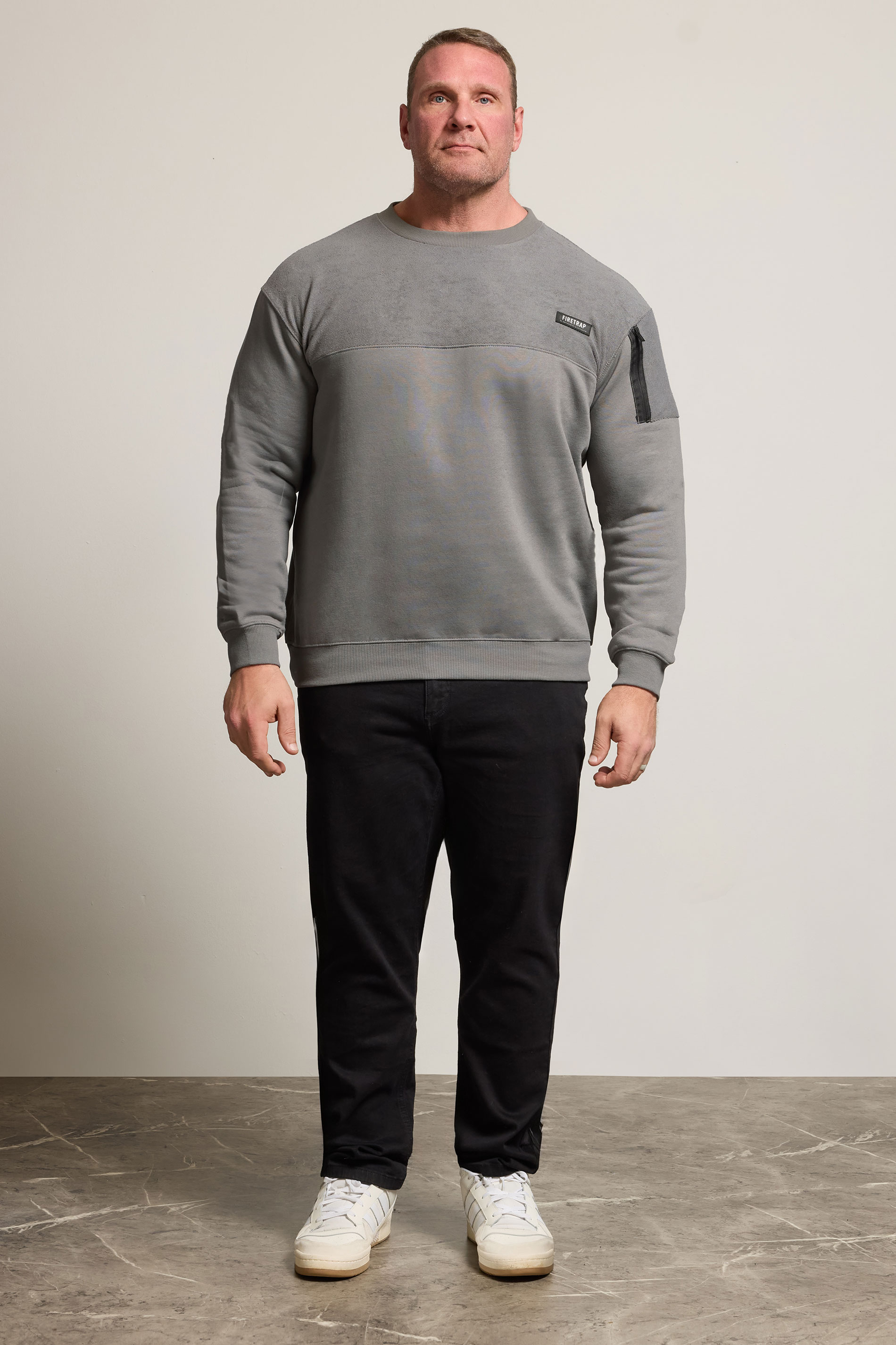 FIRETRAP Big & Tall Grey Olsen Sweatshirt | BadRhino 2