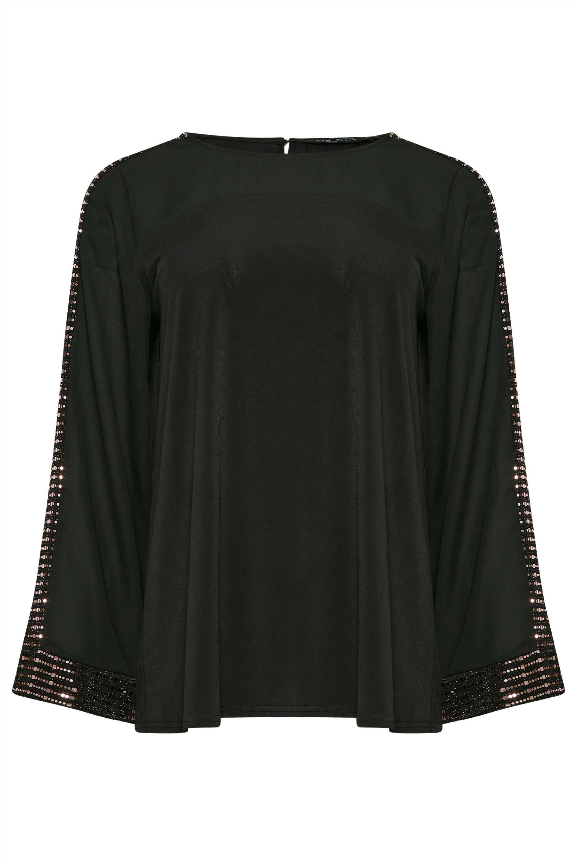 M&Co Black Sequin Trim Long Sleeve Top | M&Co 6