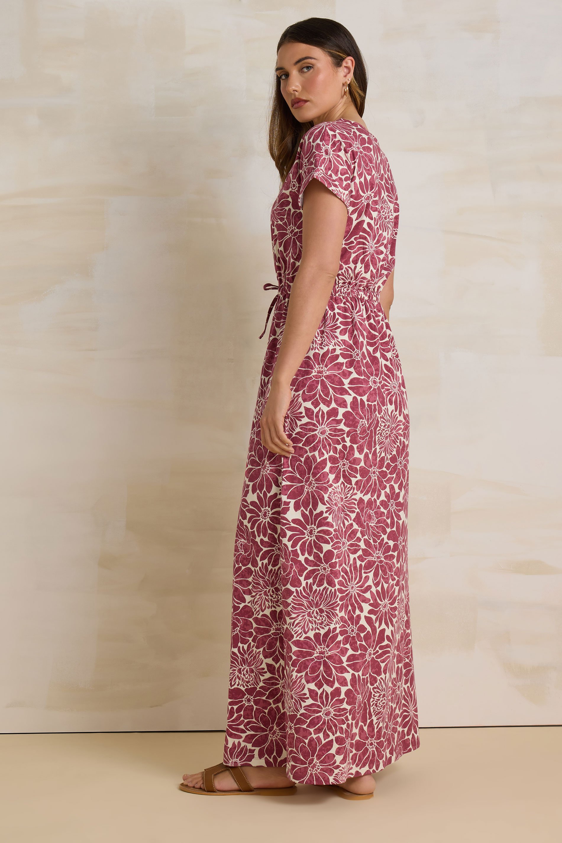 LTS Tall Red Cotton Floral Print Drawstring Maxi Dress | Long Tall Sally 4