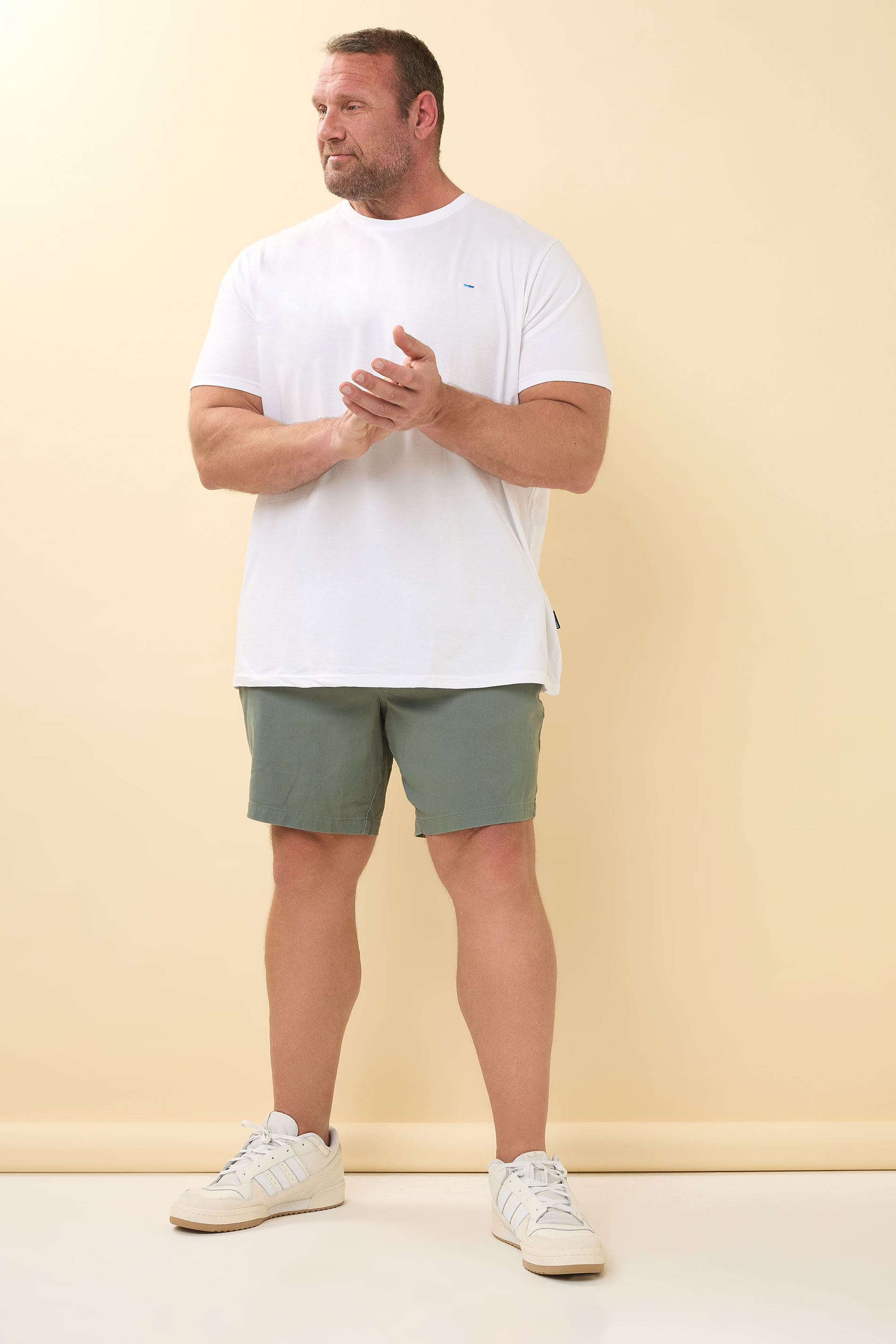 BadRhino Big & Tall Sage Green Stretch Elasticated Waist Chino Shorts | BadRhino 3