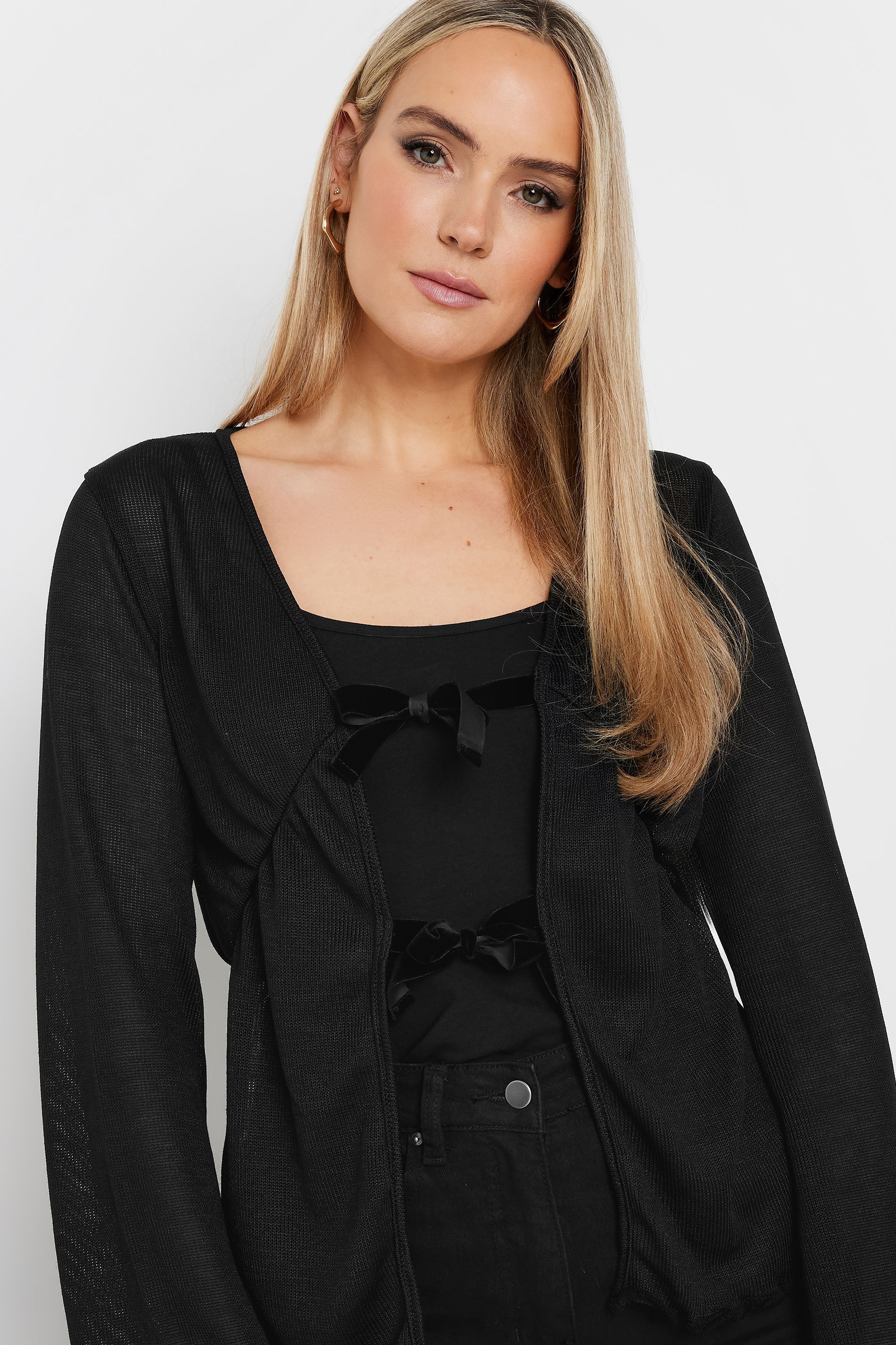 LTS Tall Black Velvet Bow Tie Front Top | Long Tall Sally 4