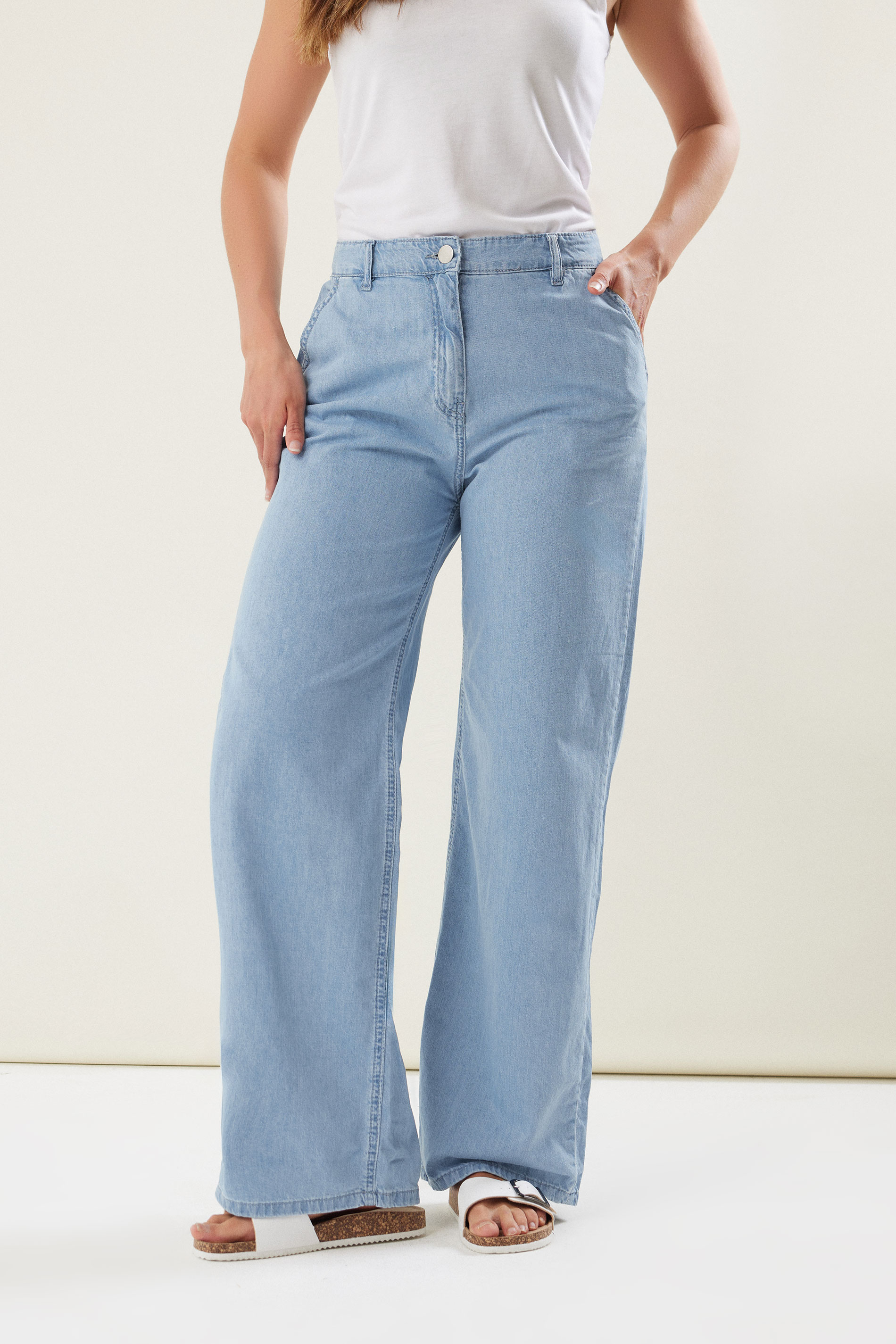 LTS Tall Women's Blue Carpenter Style Wide Leg Jeans | Long Tall Sally 2