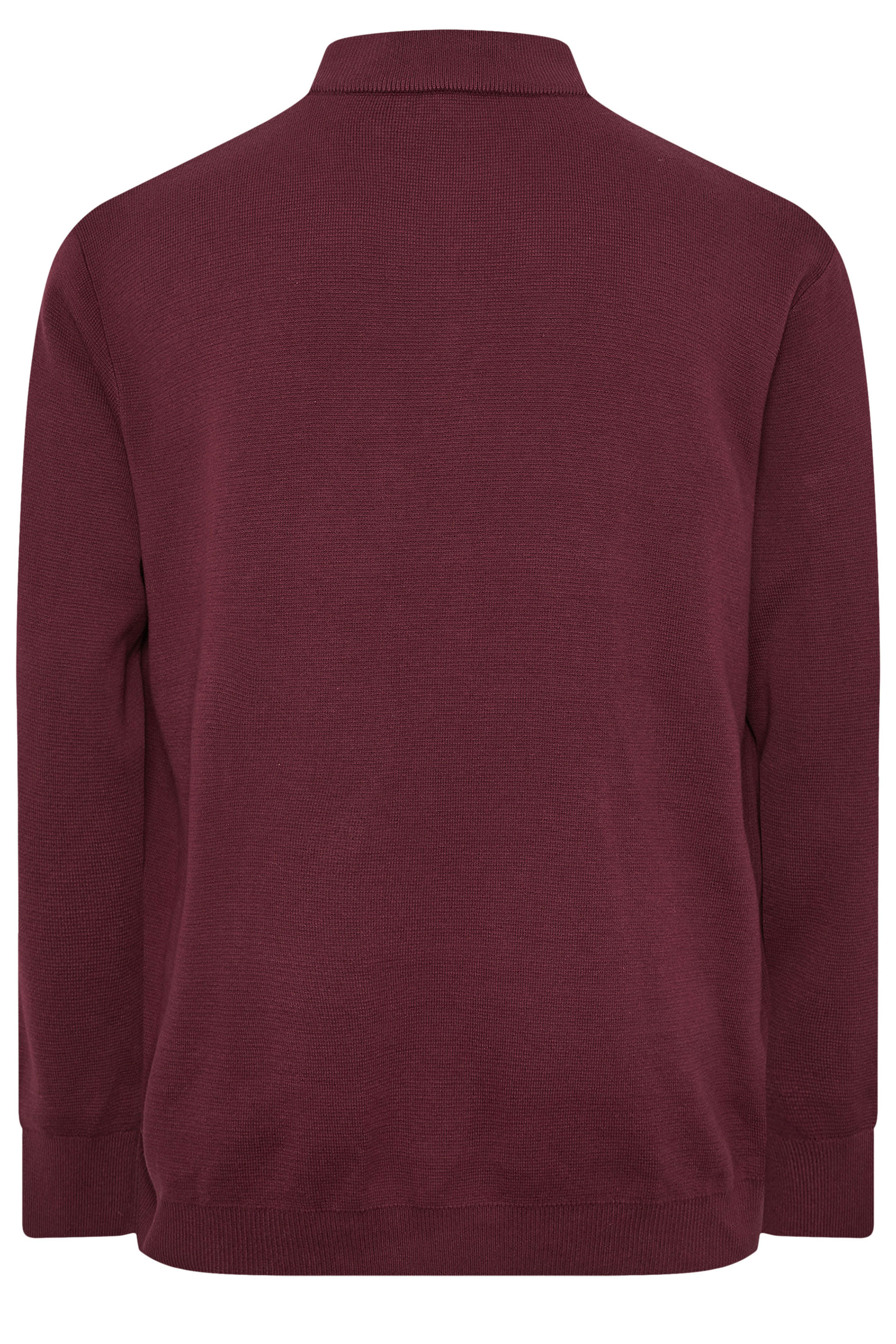 BadRhino Big & Tall Burgundy Red Mock Shirt Milano Quarter Zip Jumper | BadRhino 6
