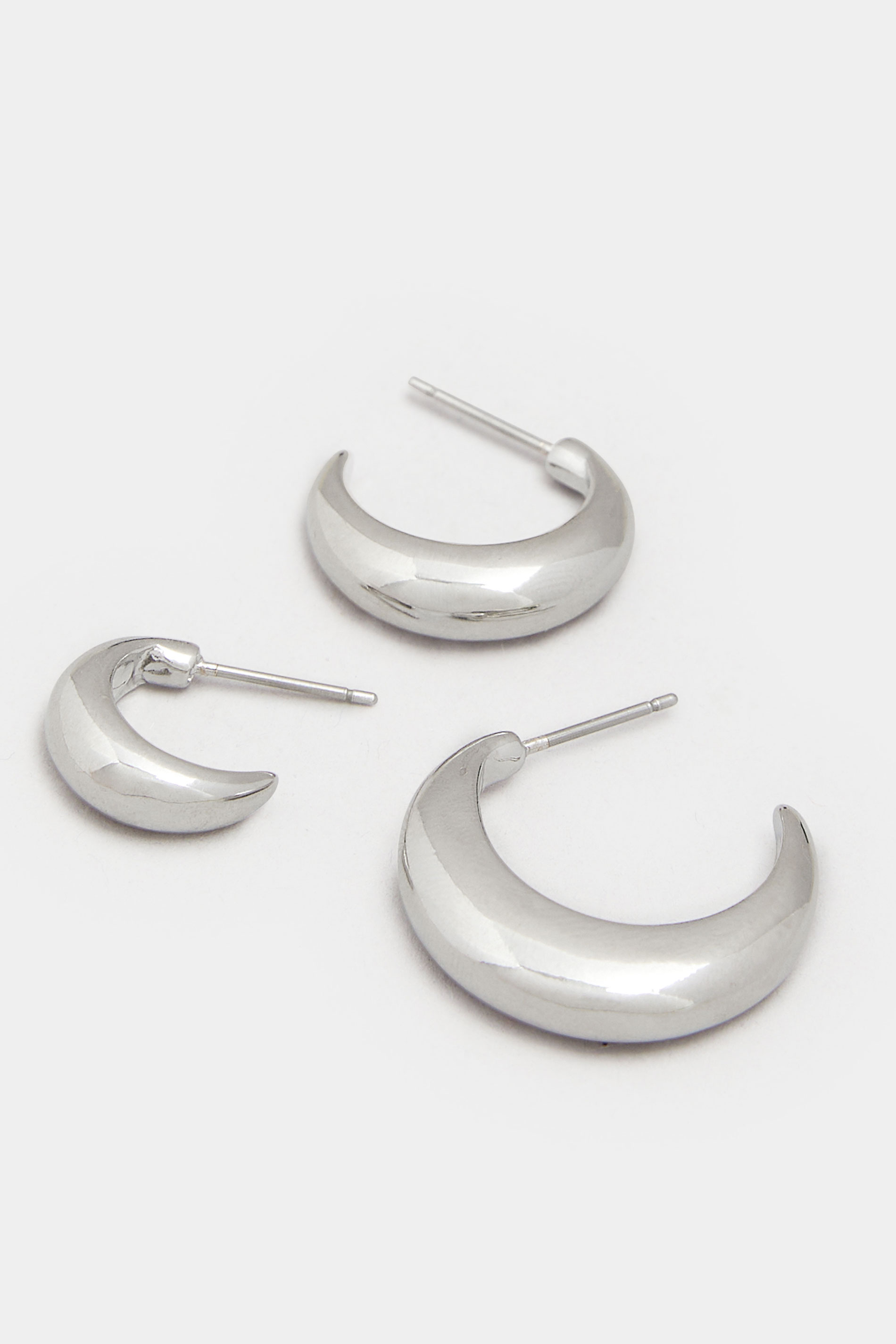 3 PACK Silver Tone Large Hoop Earrings Set | Yours Clothing 4