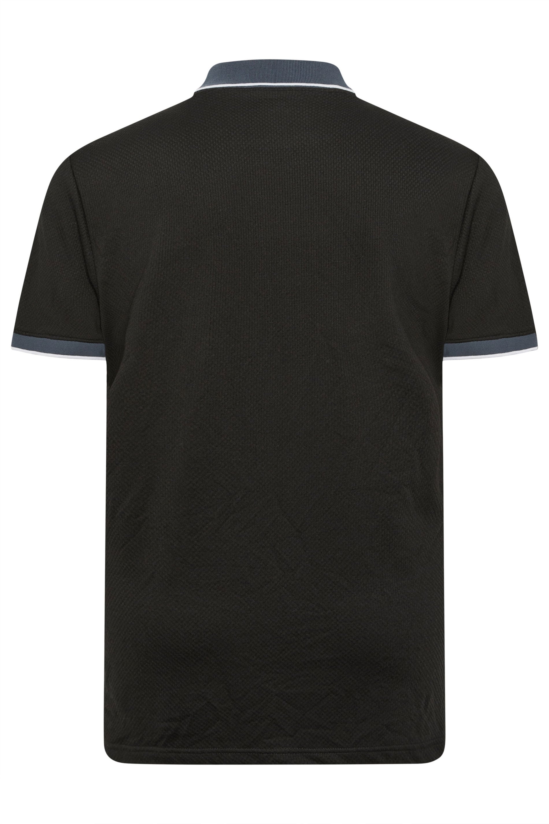 BadRhino Big & Tall Navy Blue Waffle Texture Zip Polo Shirt | BadRhino 7