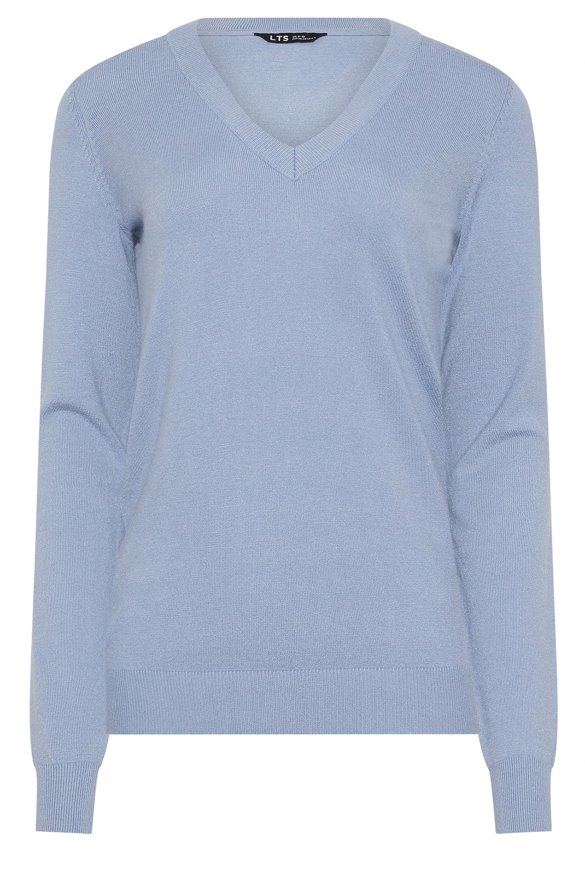 LTS Tall Pale Blue Knit V-Neck Jumper | Long Tall Sally 1