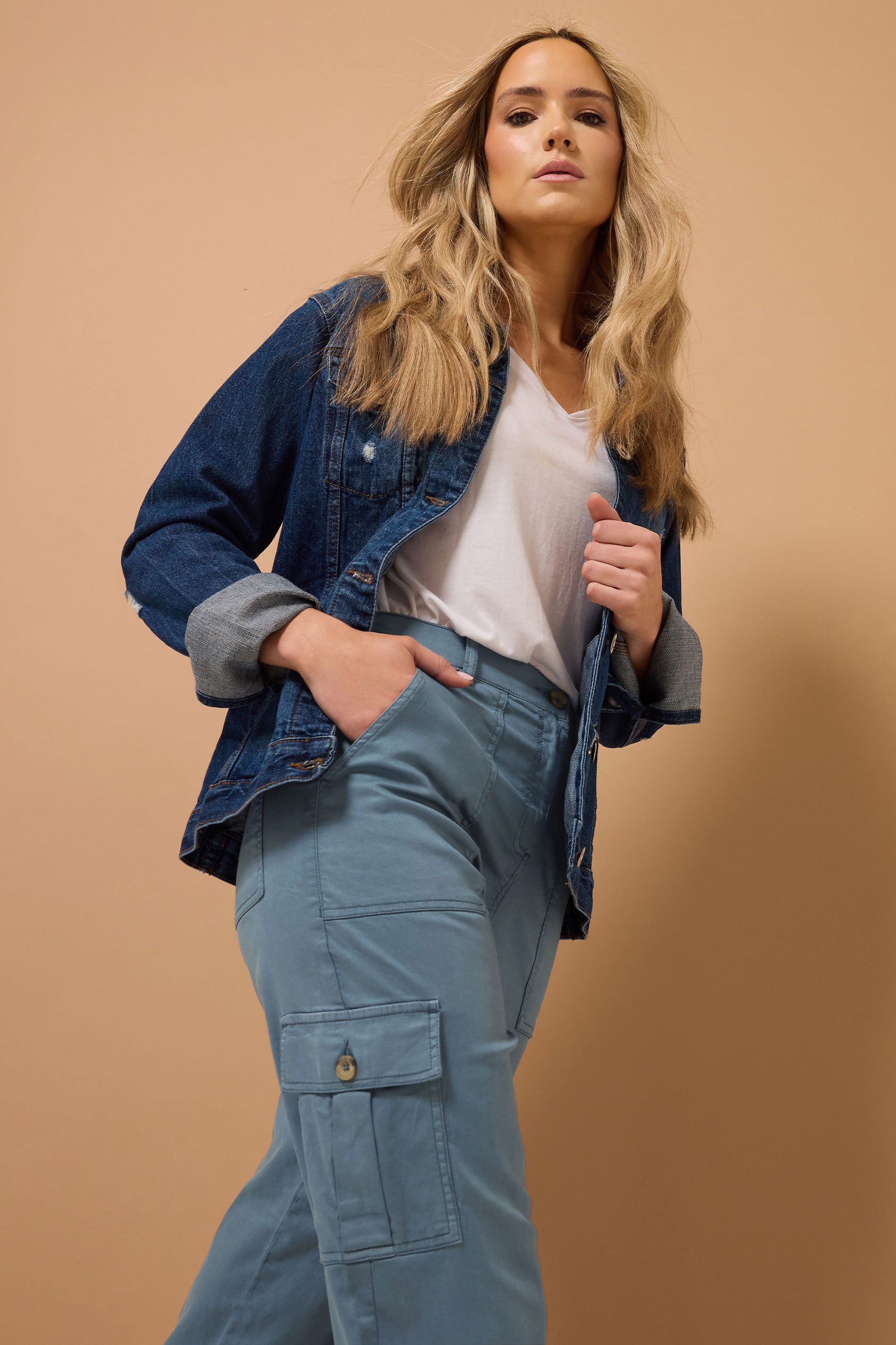 LTS MADE FOR GOOD Tall Blue Cargo Chino Jeans | Long Tall Sally 5