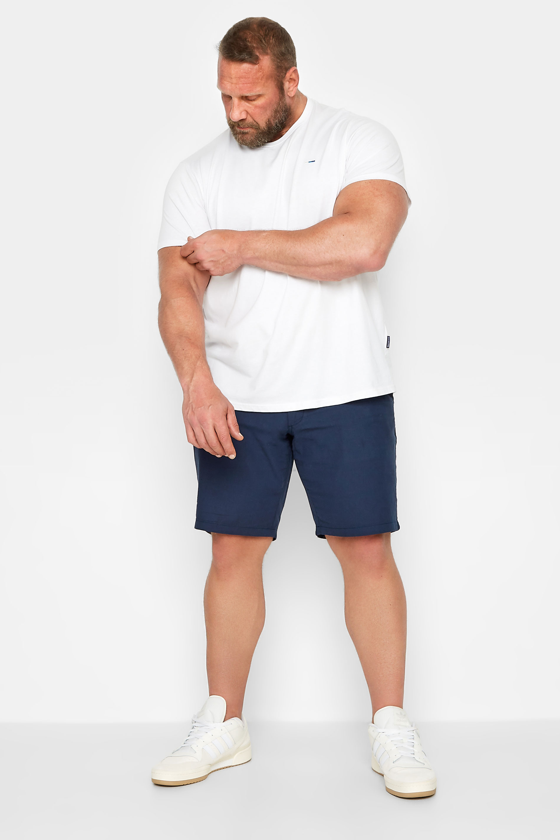 JACK & JONES Big & Tall Navy Blue Linen Blend Chino Shorts | BadRhino 2