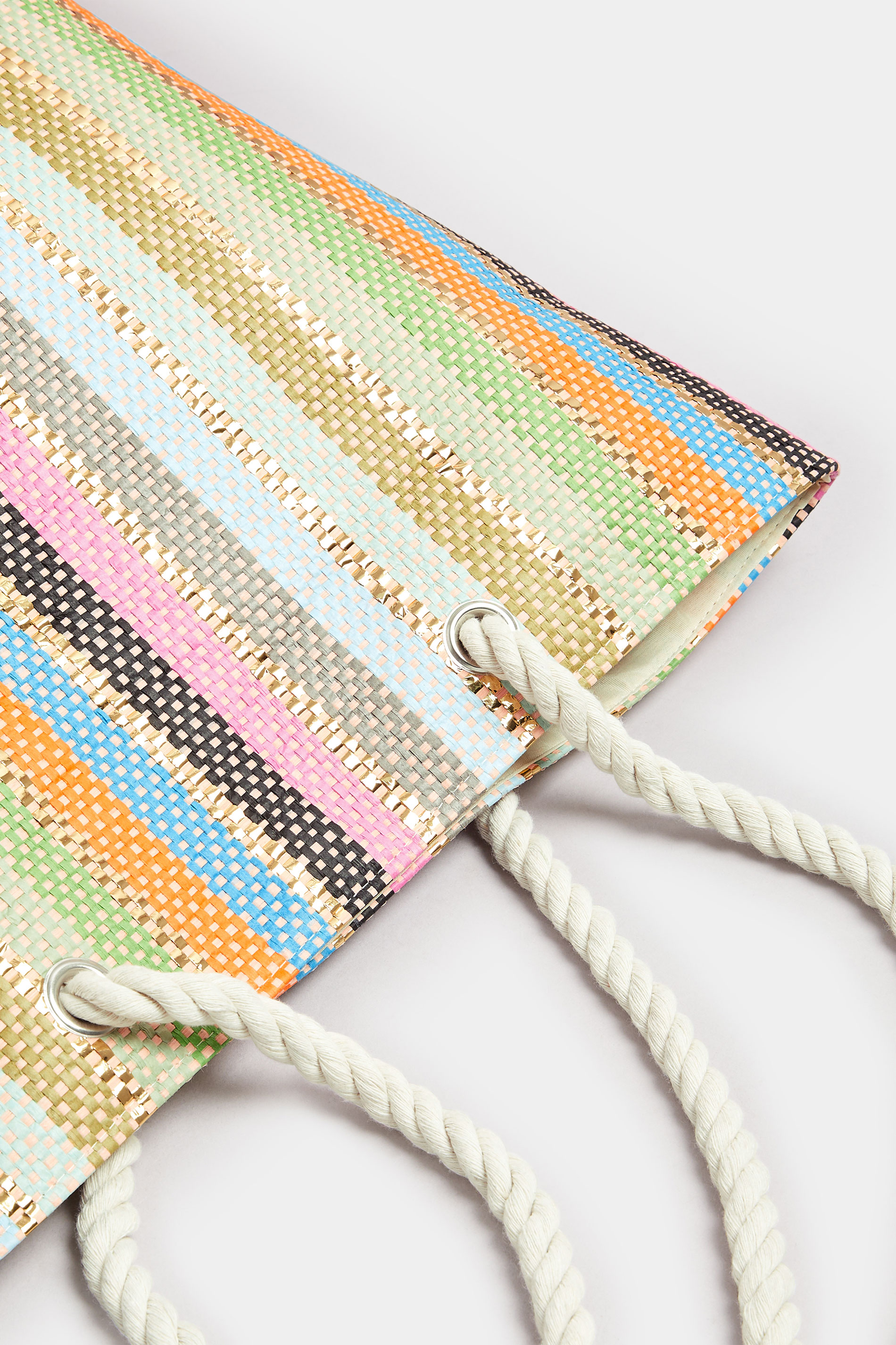 Pink Woven Stripe Tote Bag | Yours Clothing 5