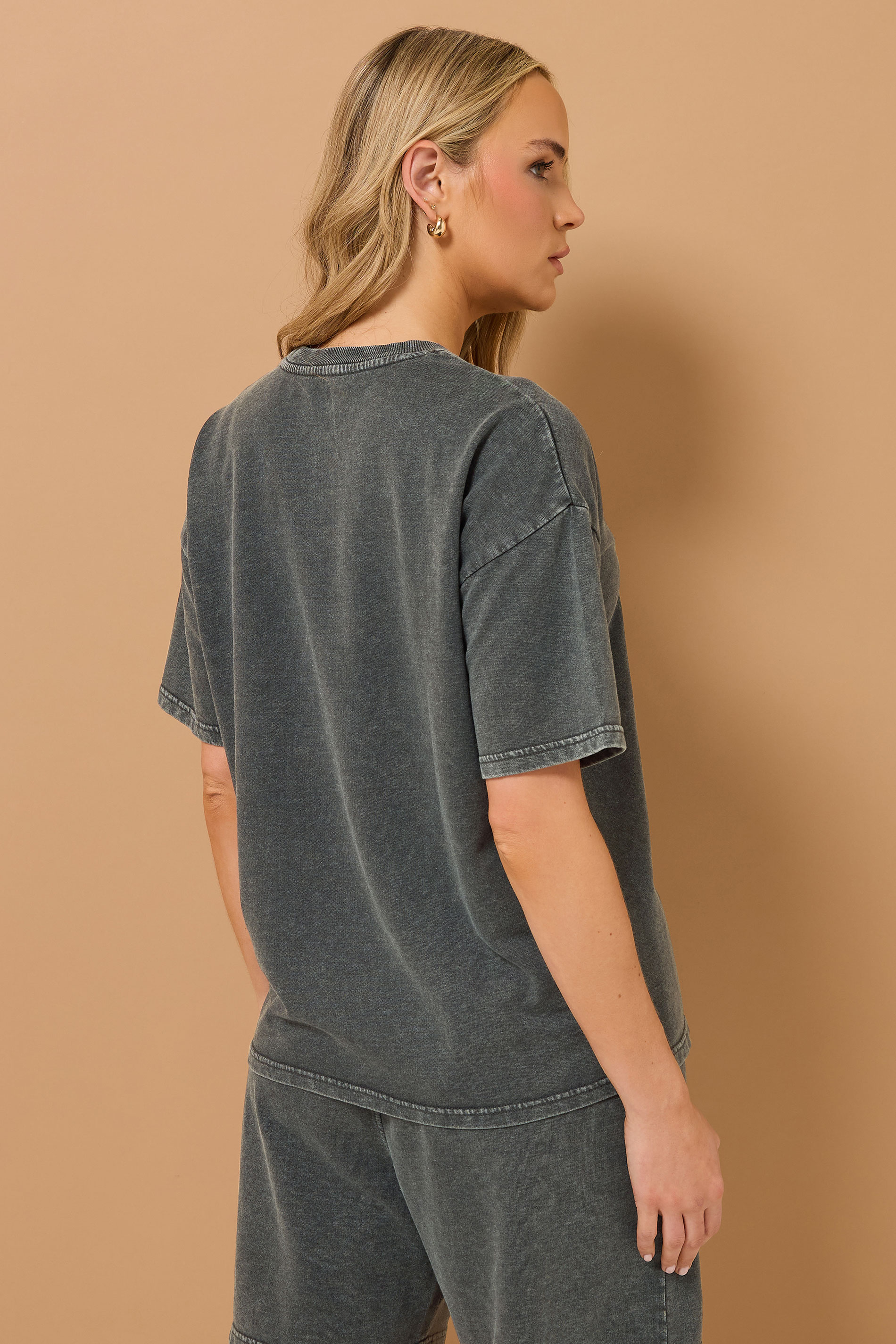 LTS Tall Grey Acid Wash Short Sleeve Sweat T-Shirt | Long Tall Sally 3