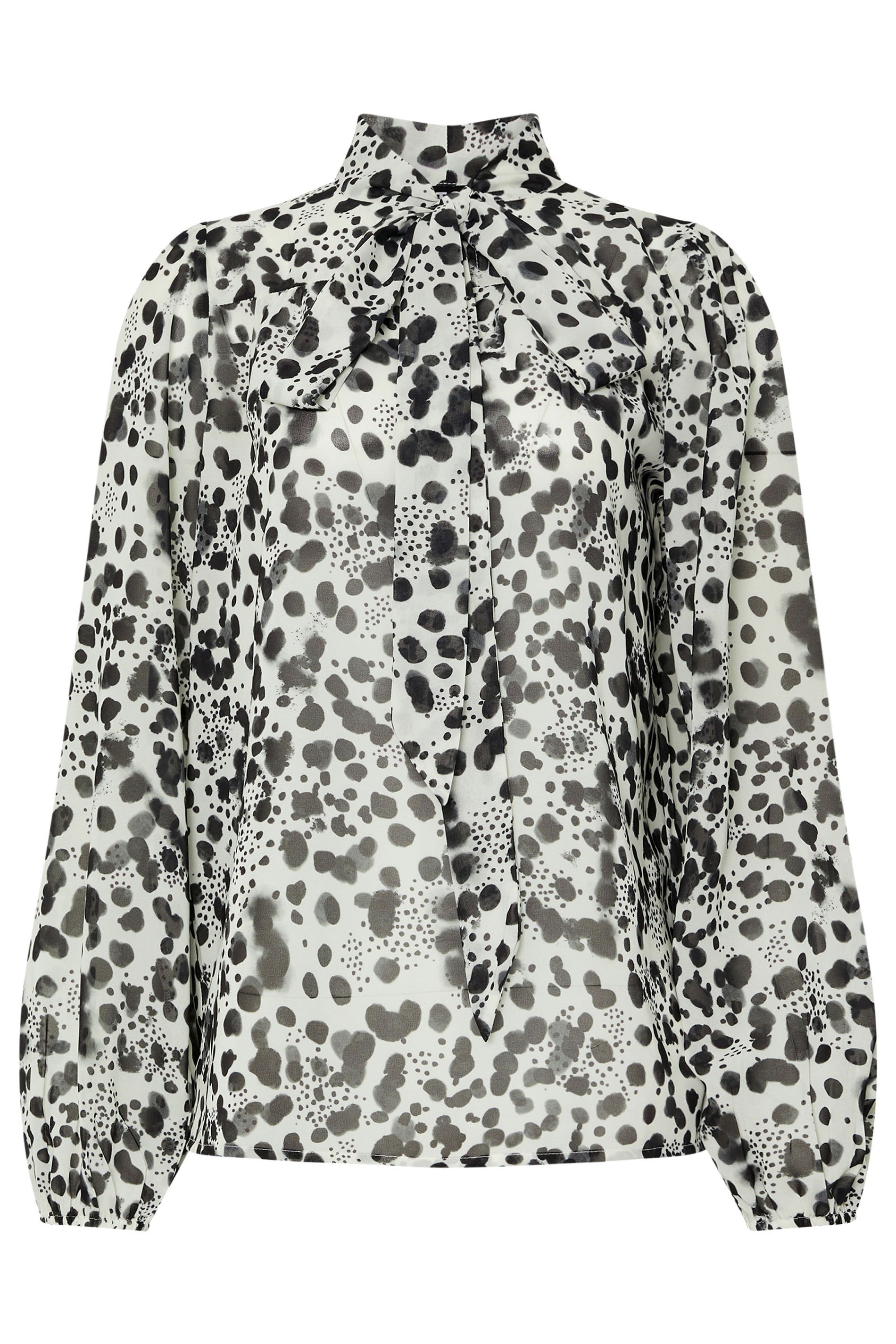 LTS Tall White Spot Print Tie Neck Blouse | Long Tall Sally 5
