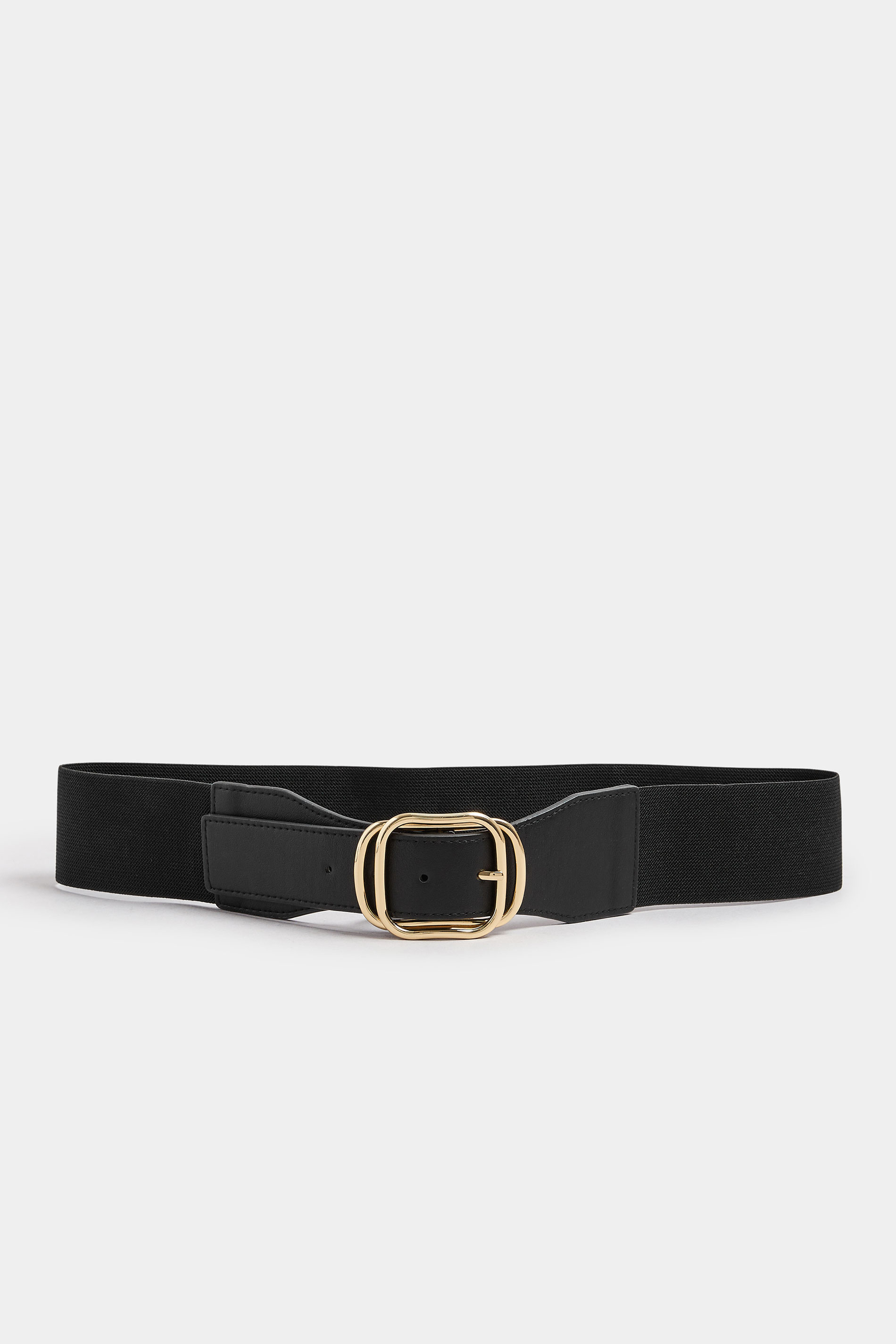 Black Double Buckle Stretch Belt | Yours Clothing 2
