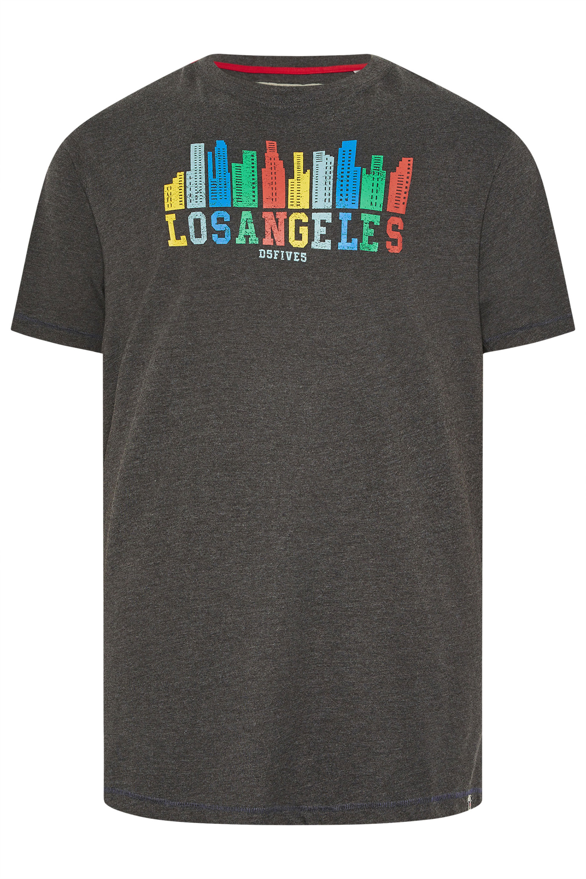 D555  Big & Tall Charcoal Grey 'Los Angeles' T-Shirt | BadRhino 1
