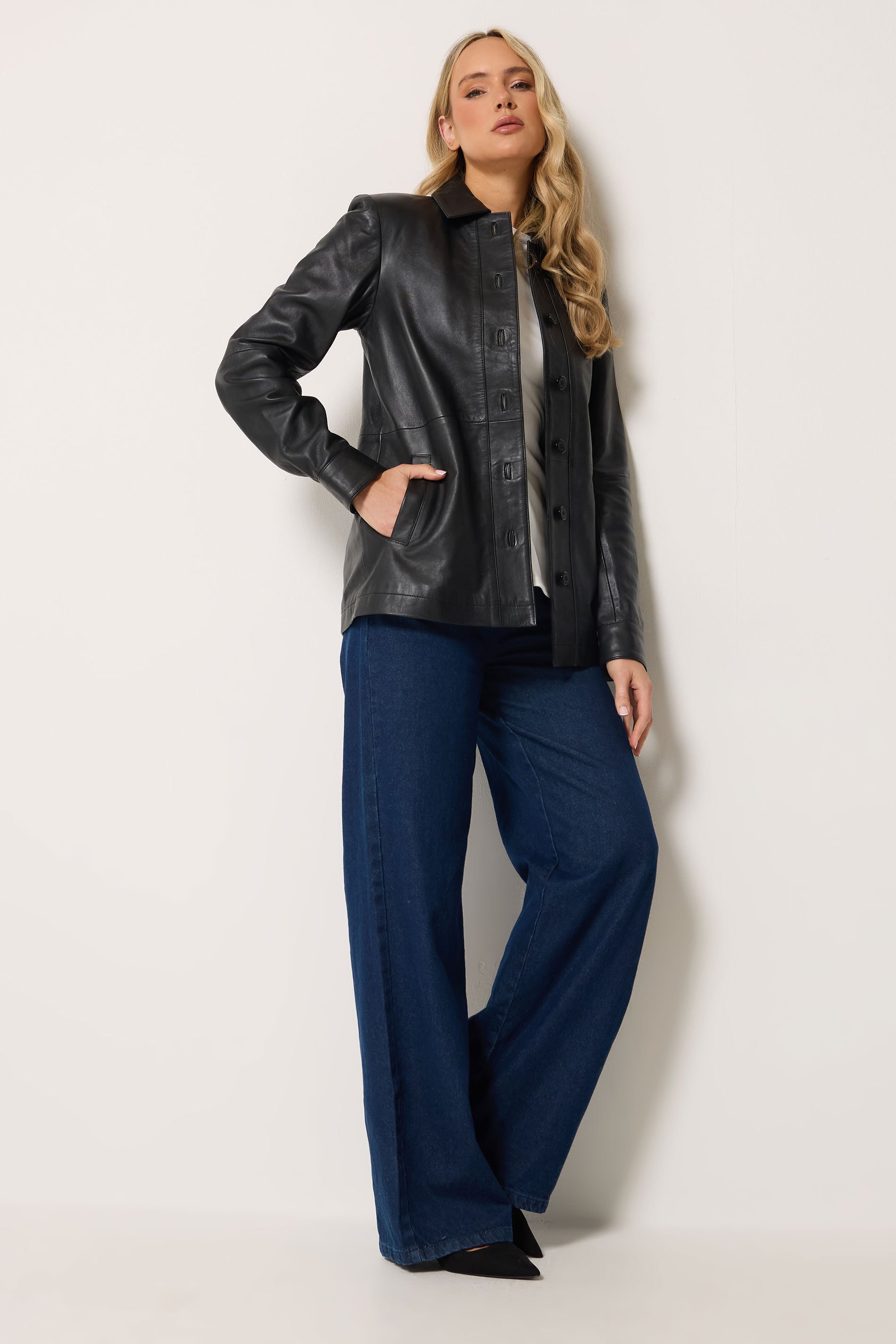 LTS PREMIUM Tall Women's Black Leather Jacket | Long Tall Sally 1