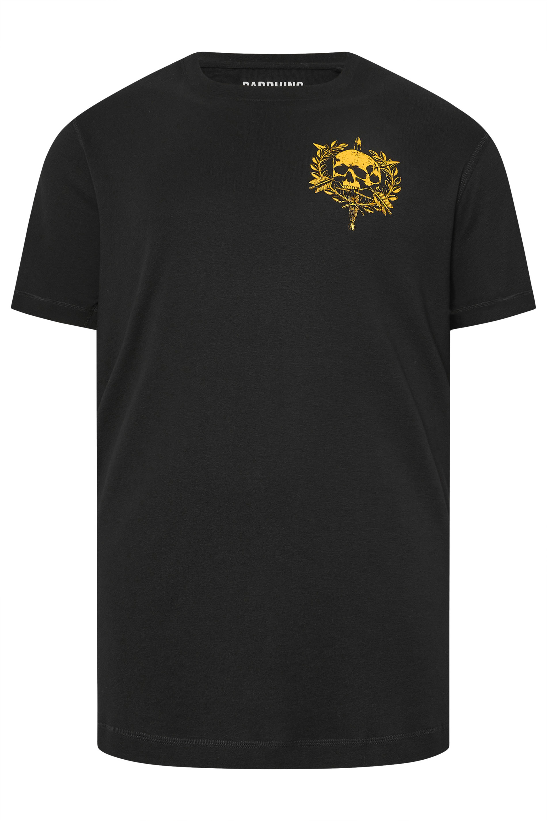 BadRhino Big & Tall Black Skull Emblem Extra Long Graphic T-Shirt | BadRhino 6