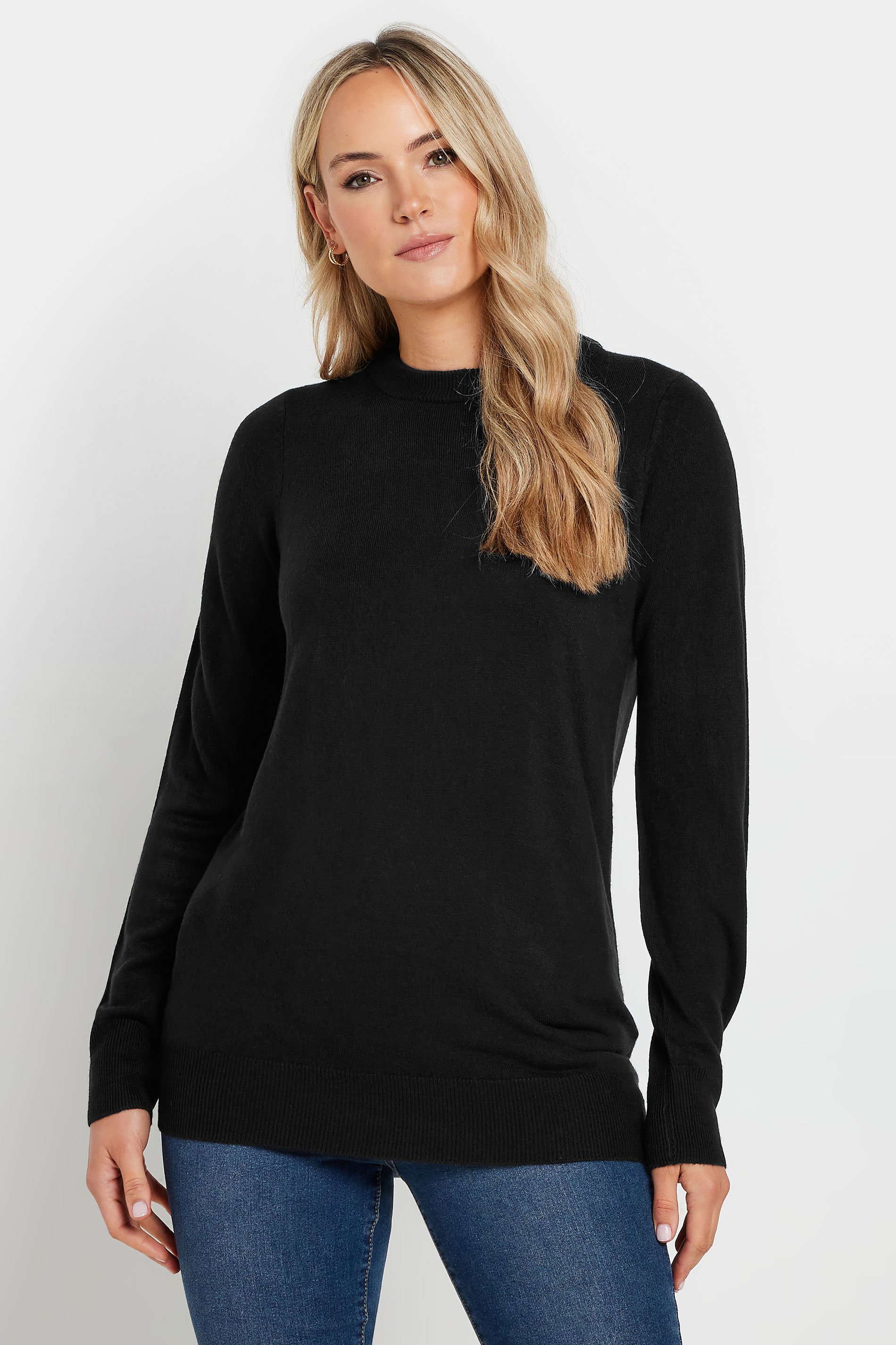 LTS Tall Black Crew Neck Long Sleeve Jumper | Long Tall Sally 4