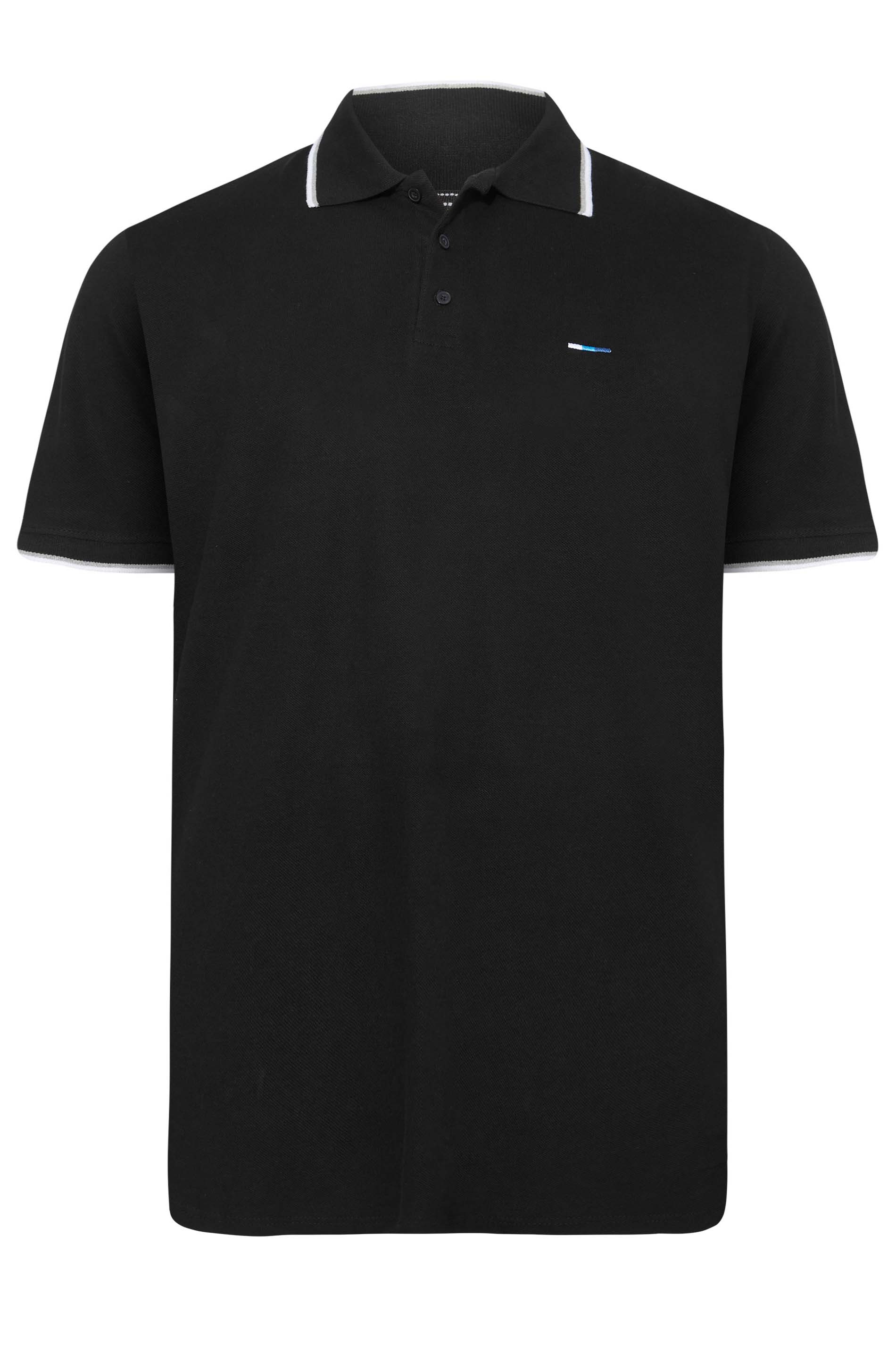 BadRhino Black Essential Tipped Polo Shirt | BadRhino 4